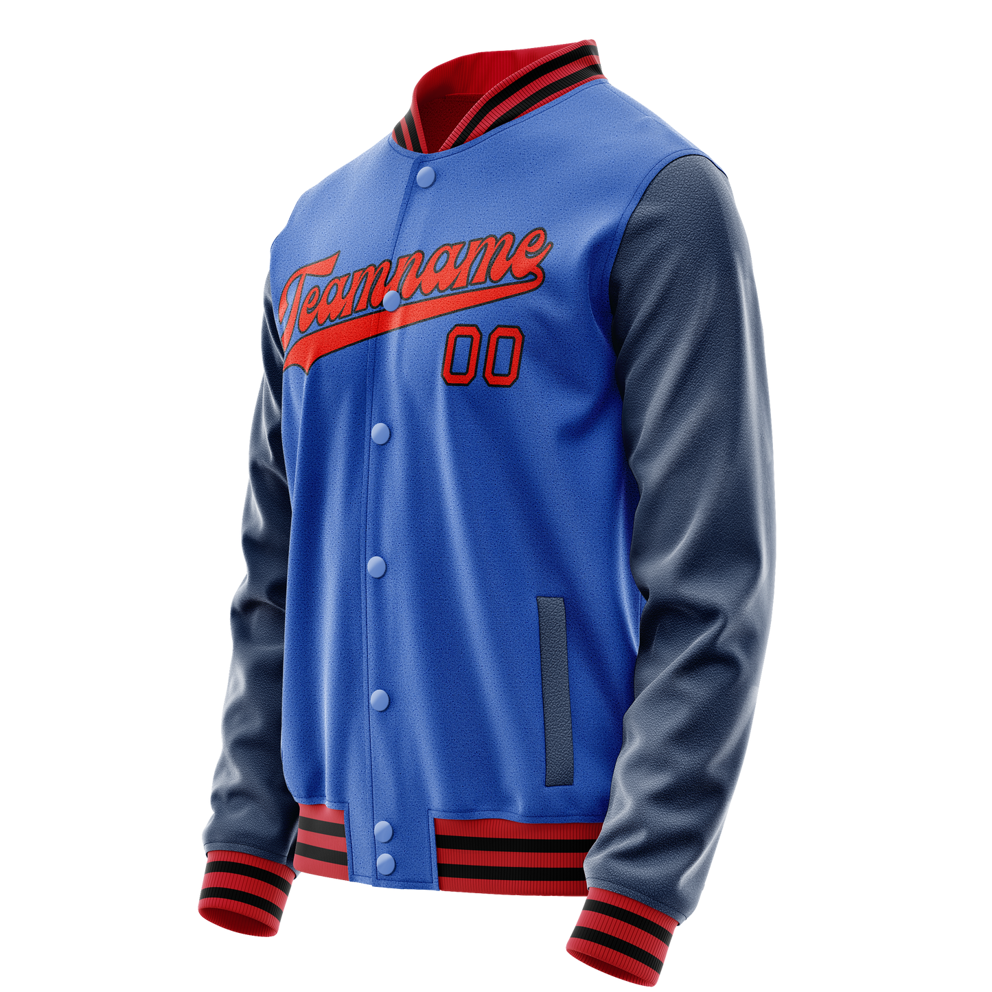 Custom Electric-Blue Navy Solid Color Varsity Letterman Jacket