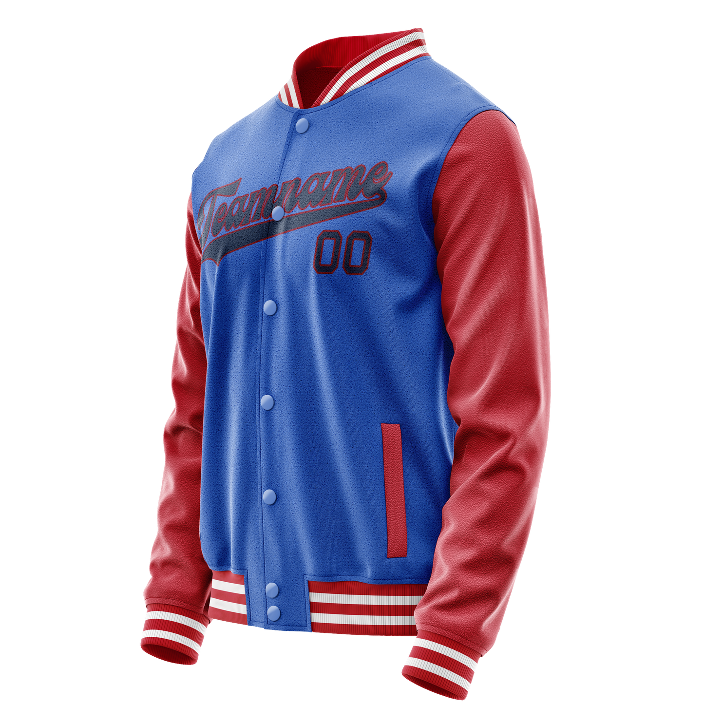 Custom Electric-Blue Texas-Orange Solid Color Varsity Letterman Jacket