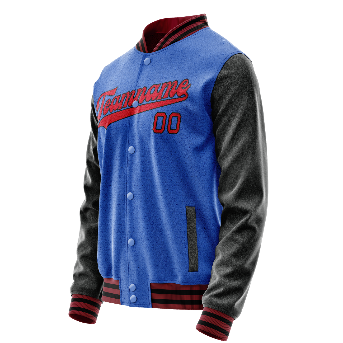 Custom Electric-Blue Red Solid Color Varsity Letterman Jacket