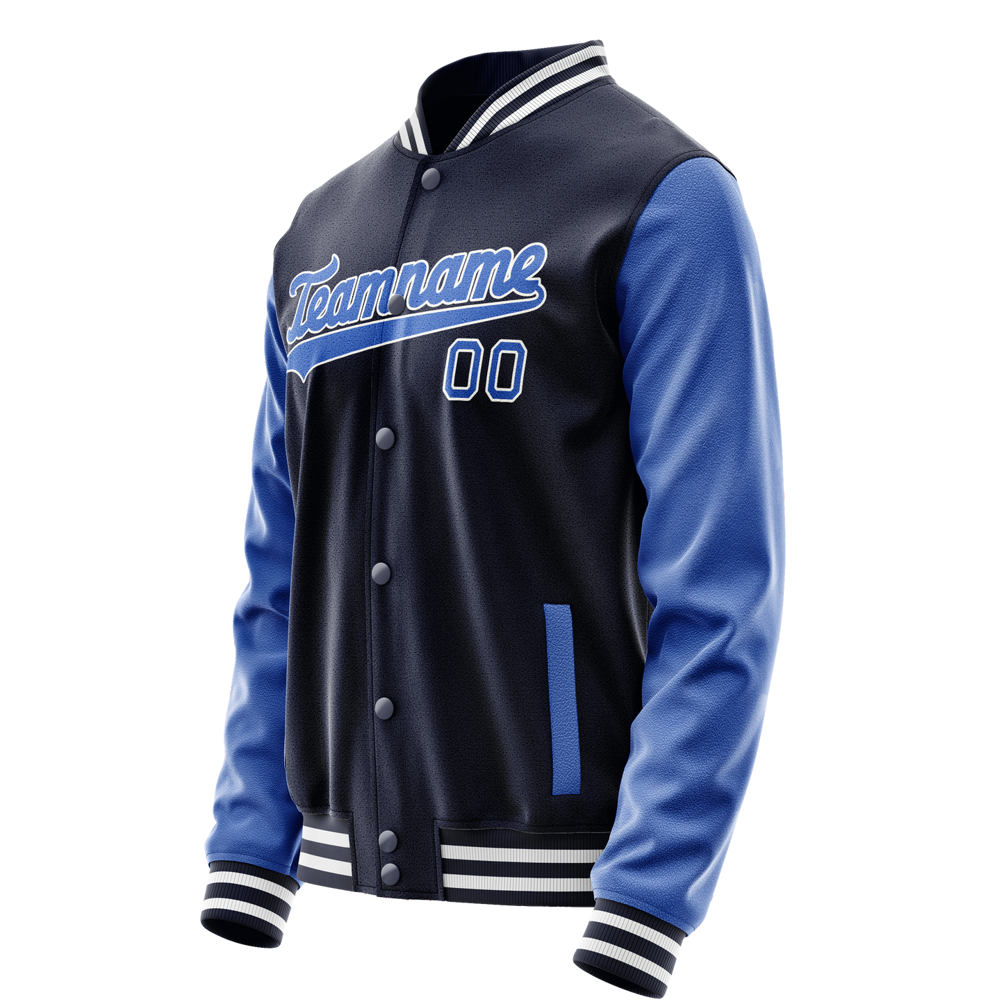 Custom Navy Royal Solid Color Varsity Letterman Jacket