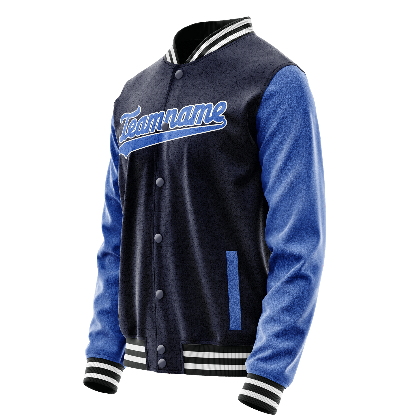 Custom Navy Royal Solid Color Varsity Letterman Jacket