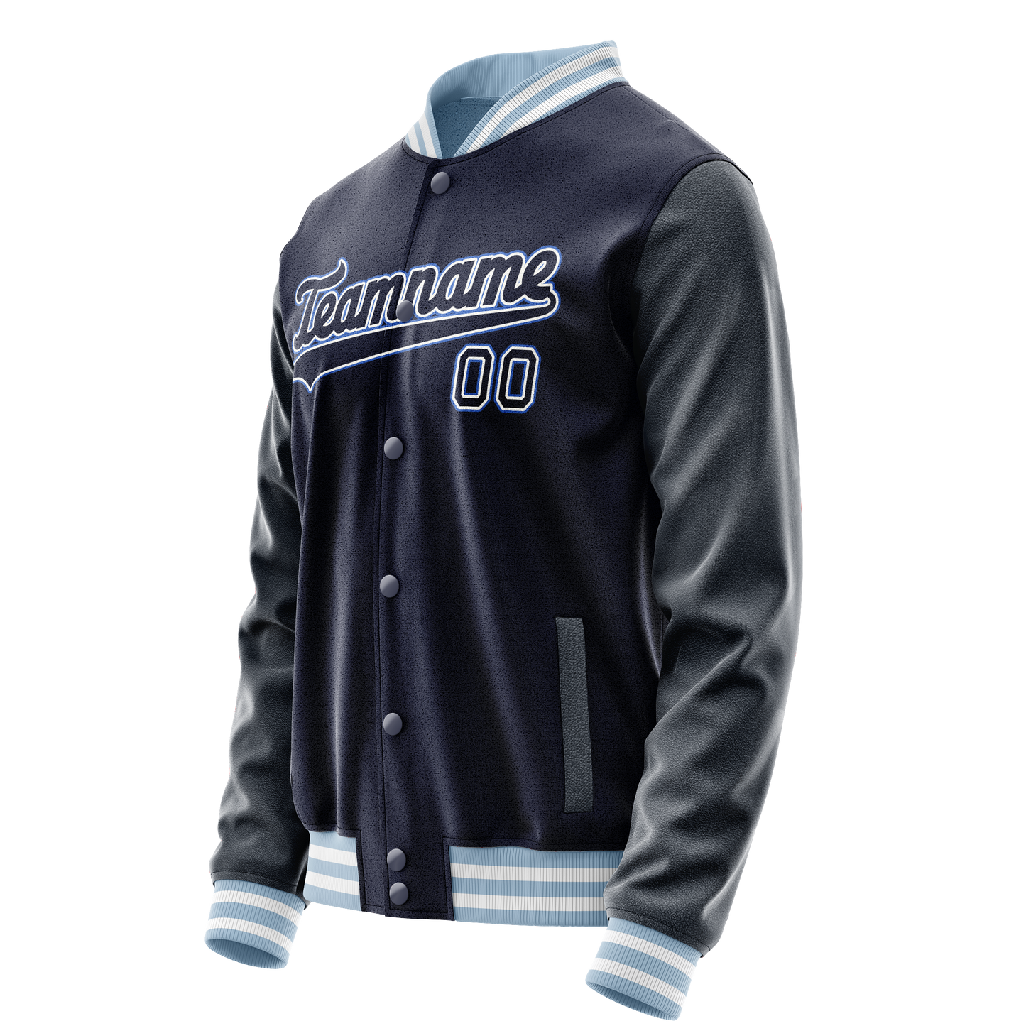 Custom Navy White Solid Color Varsity Letterman Jacket