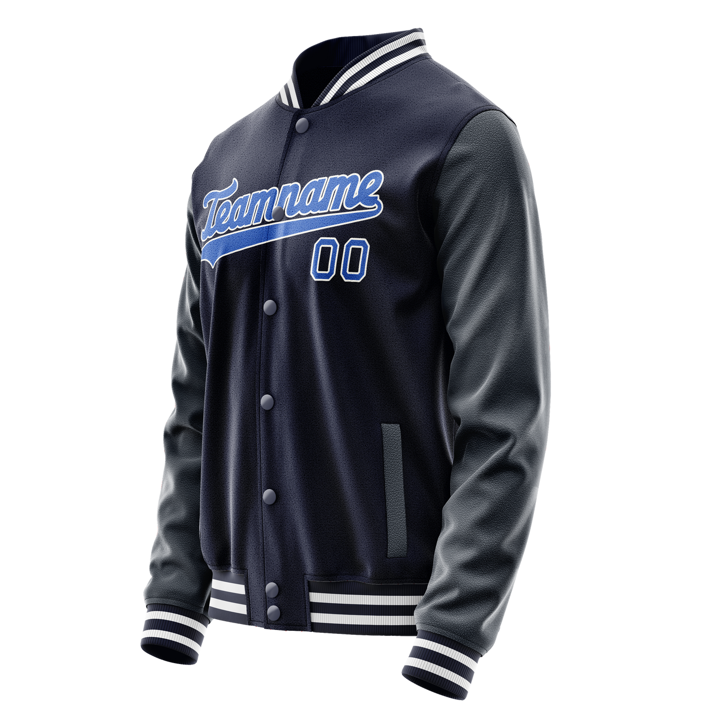 Custom Navy Royal Solid Color Varsity Letterman Jacket