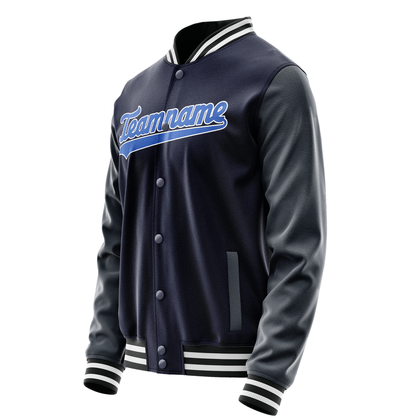Custom Navy Royal Solid Color Varsity Letterman Jacket