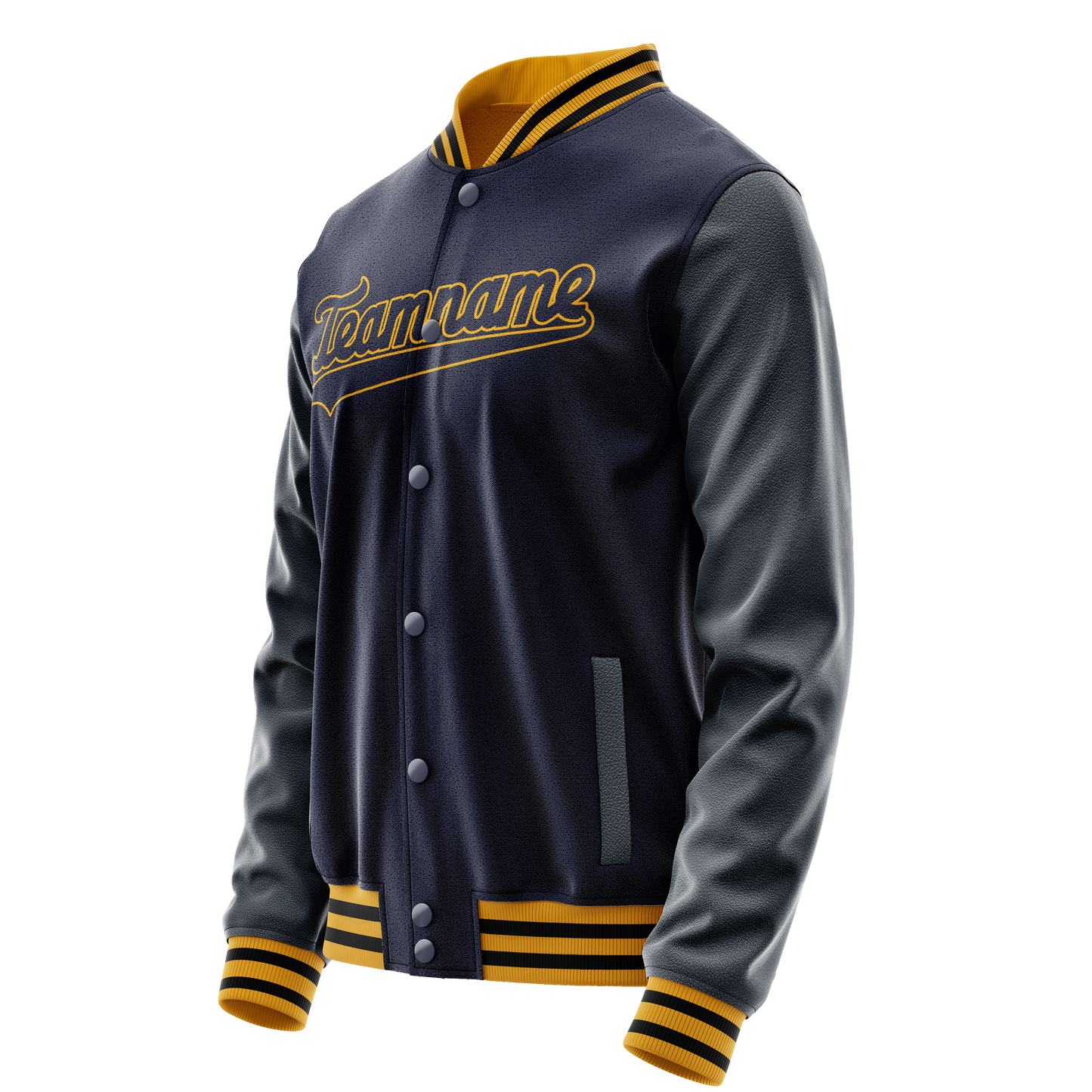 Custom Navy Old-Gold Solid Color Varsity Letterman Jacket