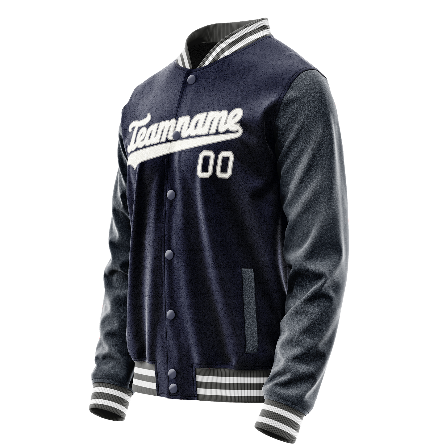 Custom Navy White Solid Color Varsity Letterman Jacket