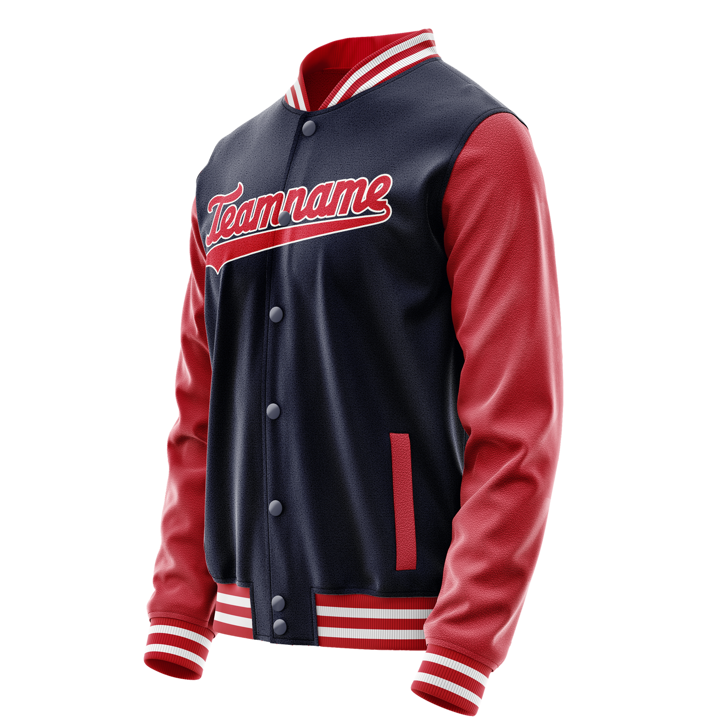 Custom Navy Red Solid Color Varsity Letterman Jacket