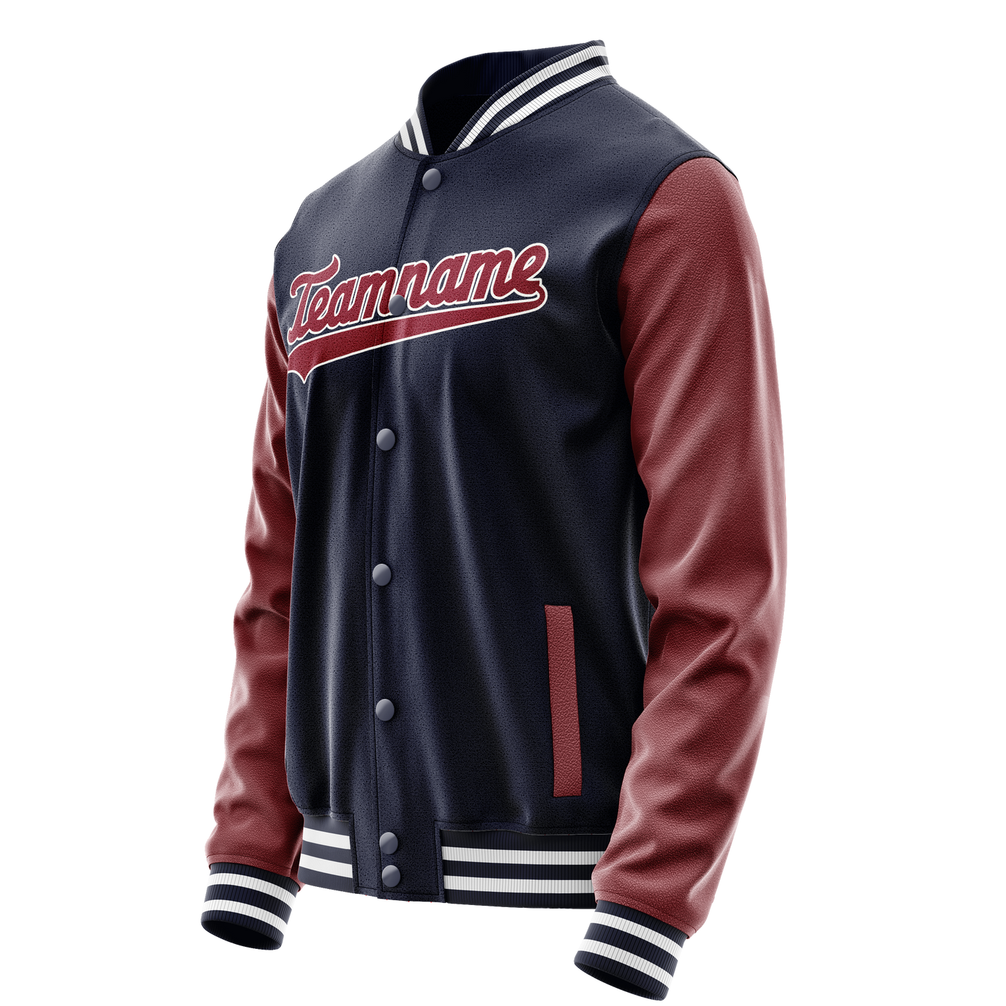 Custom Navy Crimson Solid Color Varsity Letterman Jacket