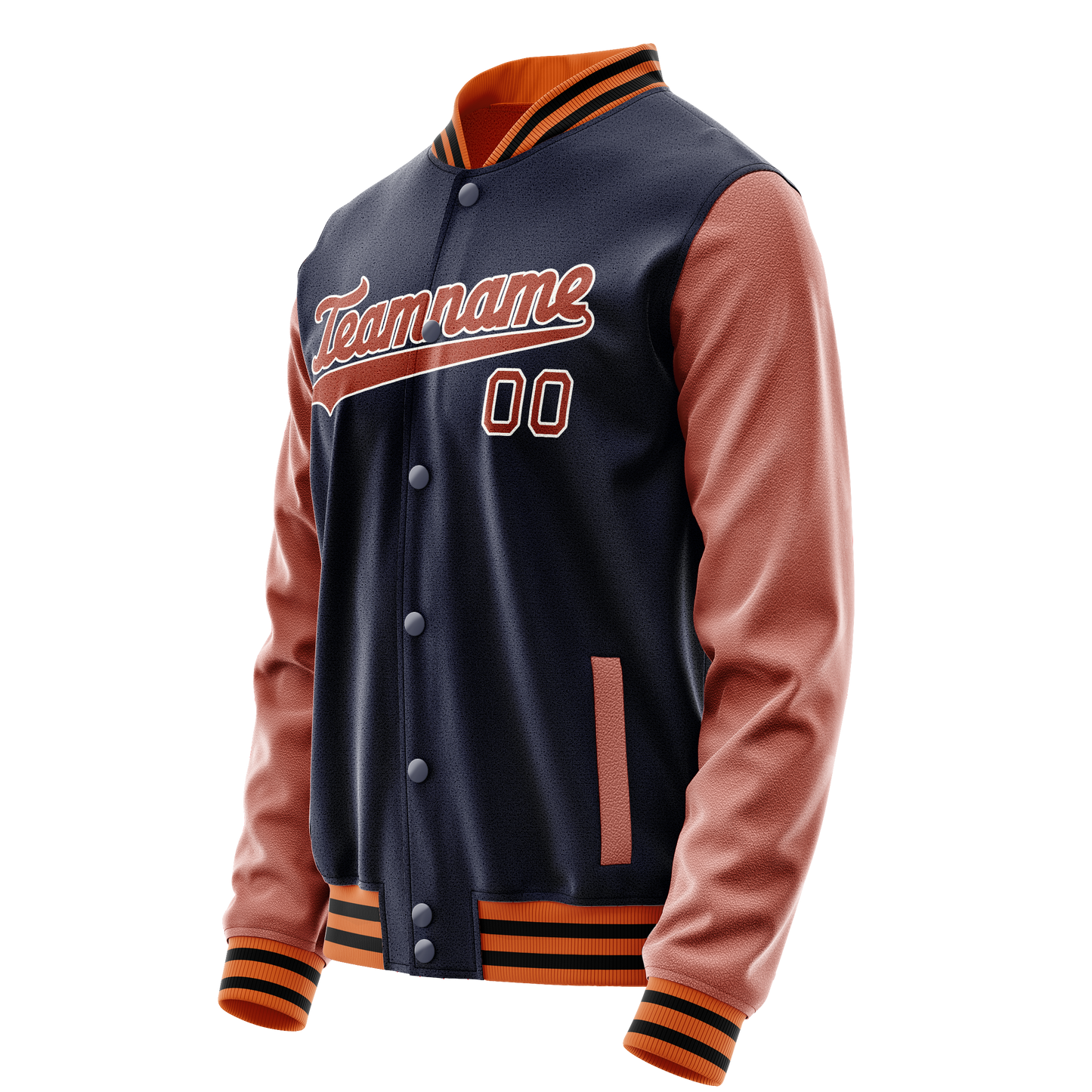 Custom Navy Brown Solid Color Varsity Letterman Jacket