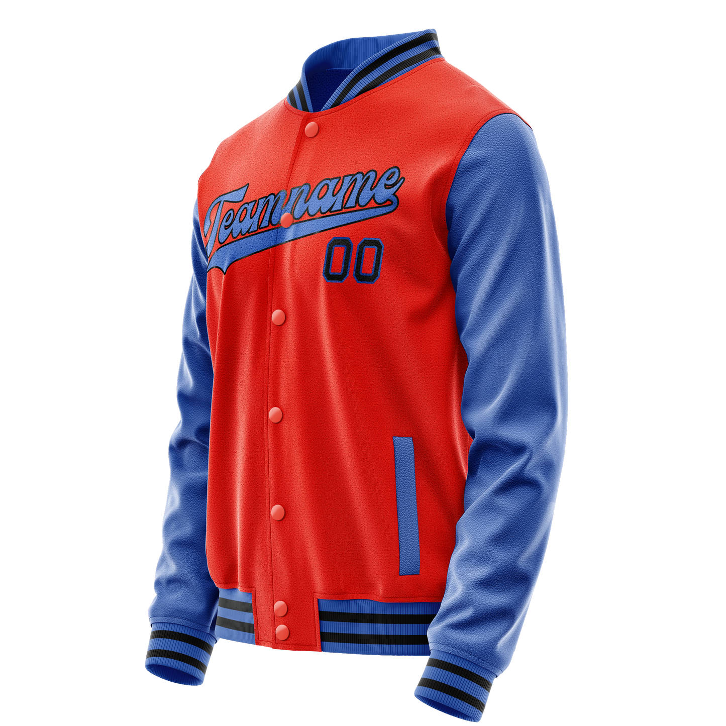 Custom Orange Light-Blue Solid Color Varsity Letterman Jacket