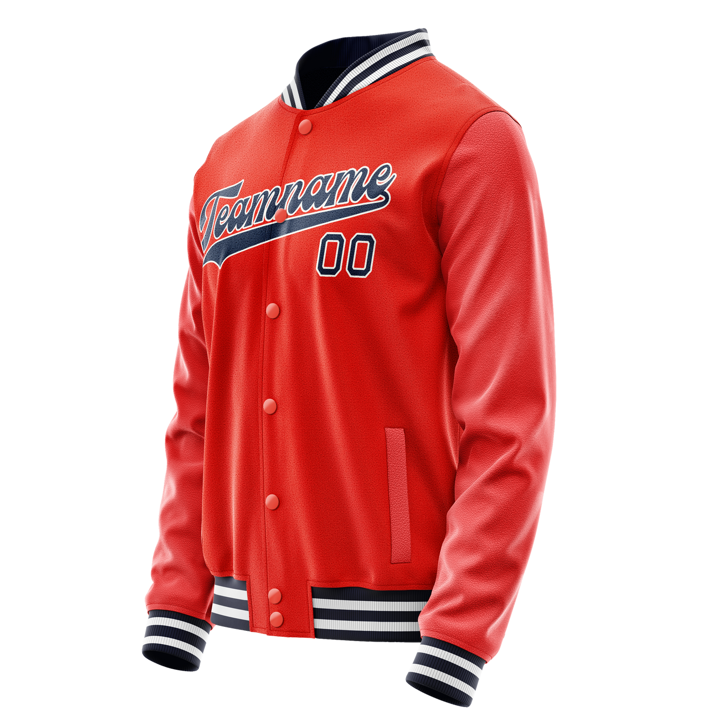 Custom Orange Navy Solid Color Varsity Letterman Jacket