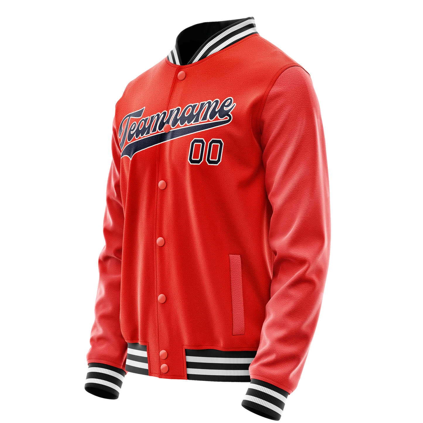 Custom Orange Black Solid Color Varsity Letterman Jacket