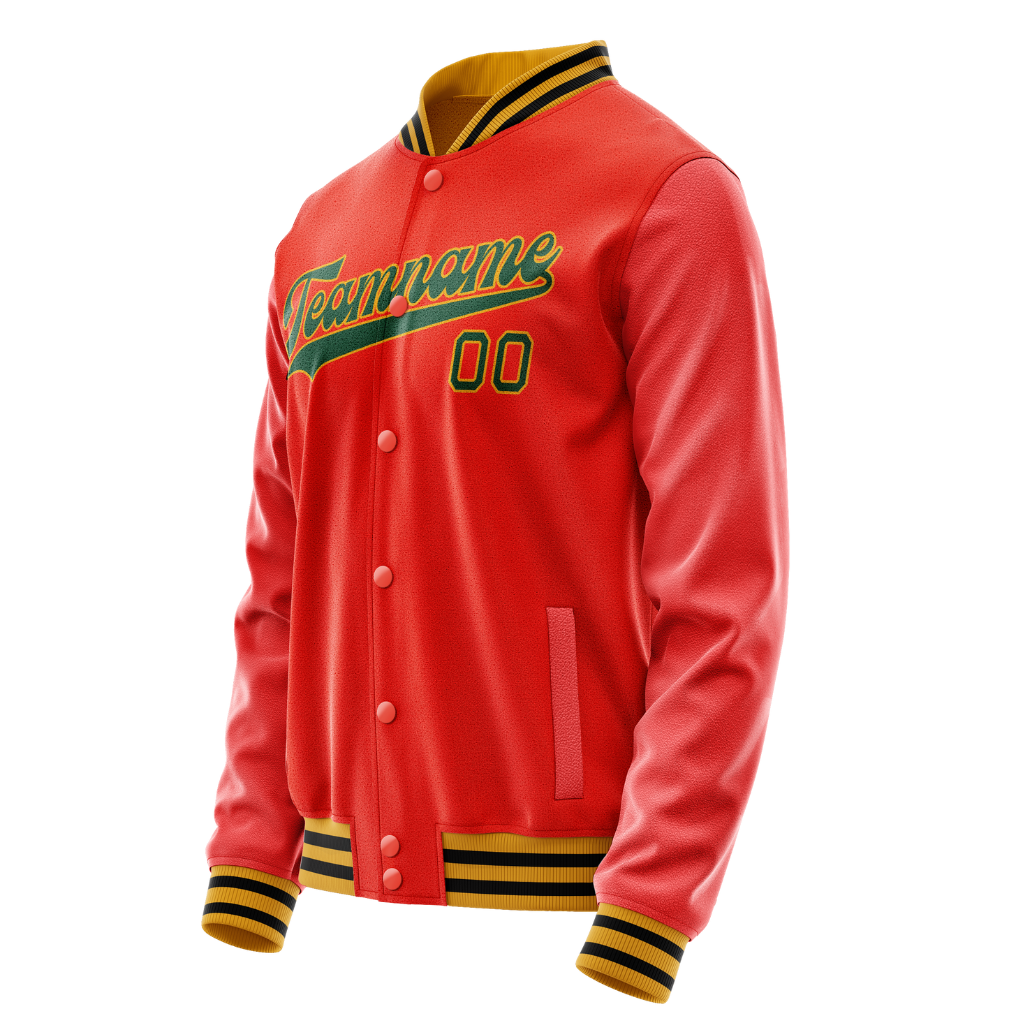 Custom Orange Black Solid Color Varsity Letterman Jacket