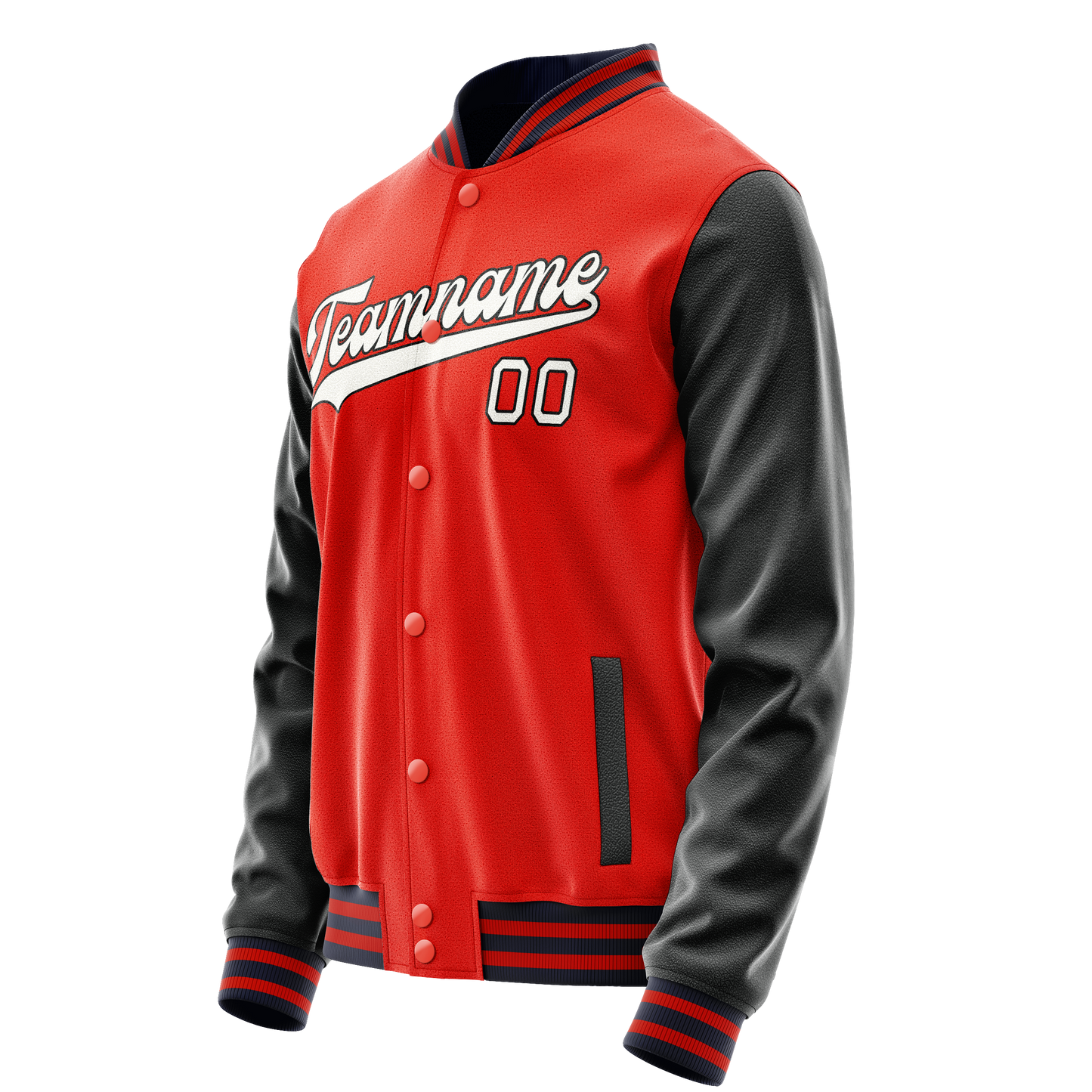 Custom Orange Black Solid Color Varsity Letterman Jacket