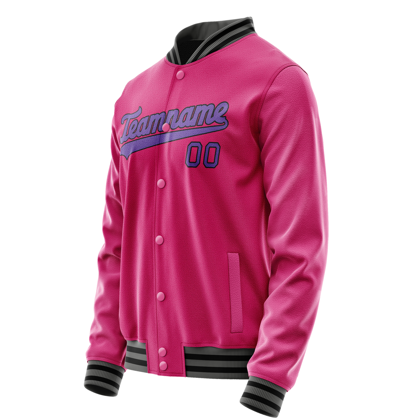 Custom Pink Purple Solid Color Varsity Letterman Jacket