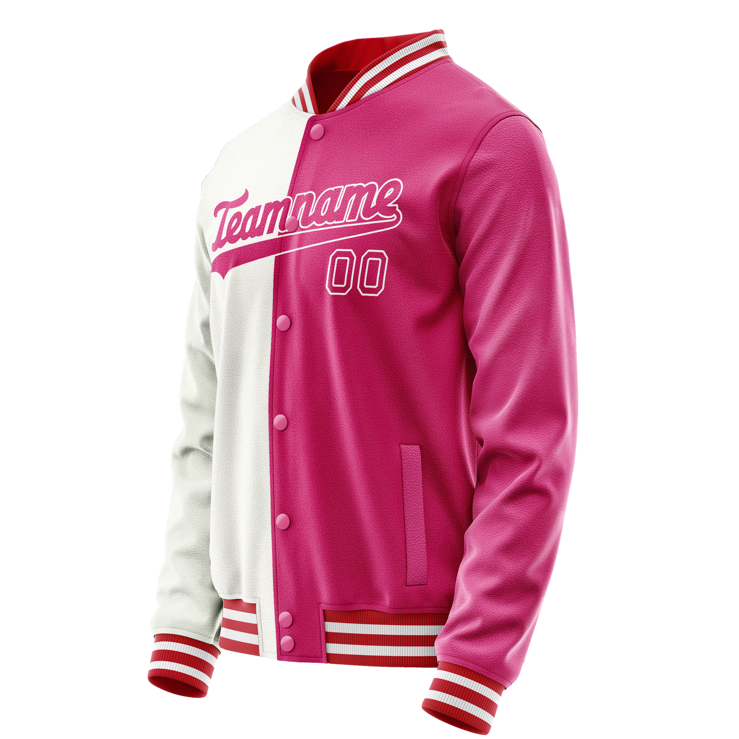 Custom Pink White Split Varsity Letterman Jacket