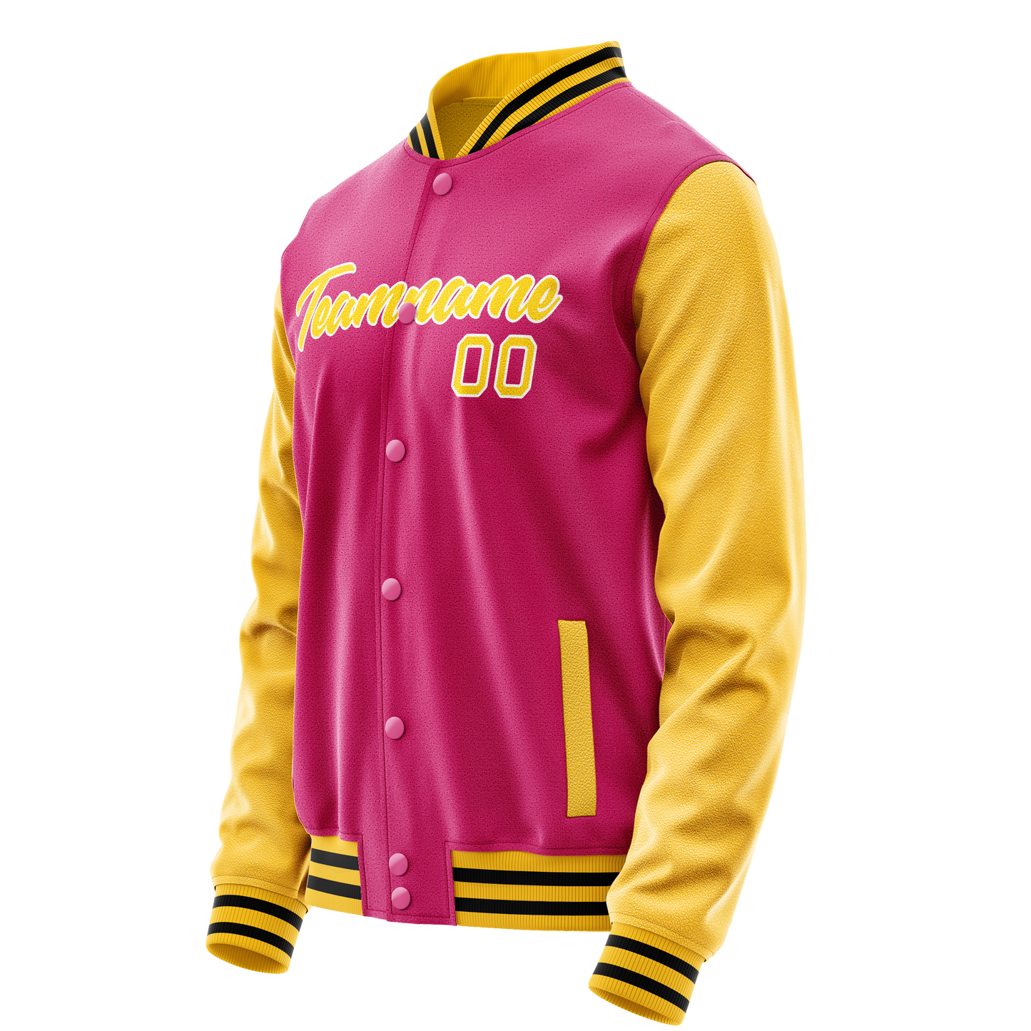 Custom Pink Gold Solid Color Varsity Letterman Jacket