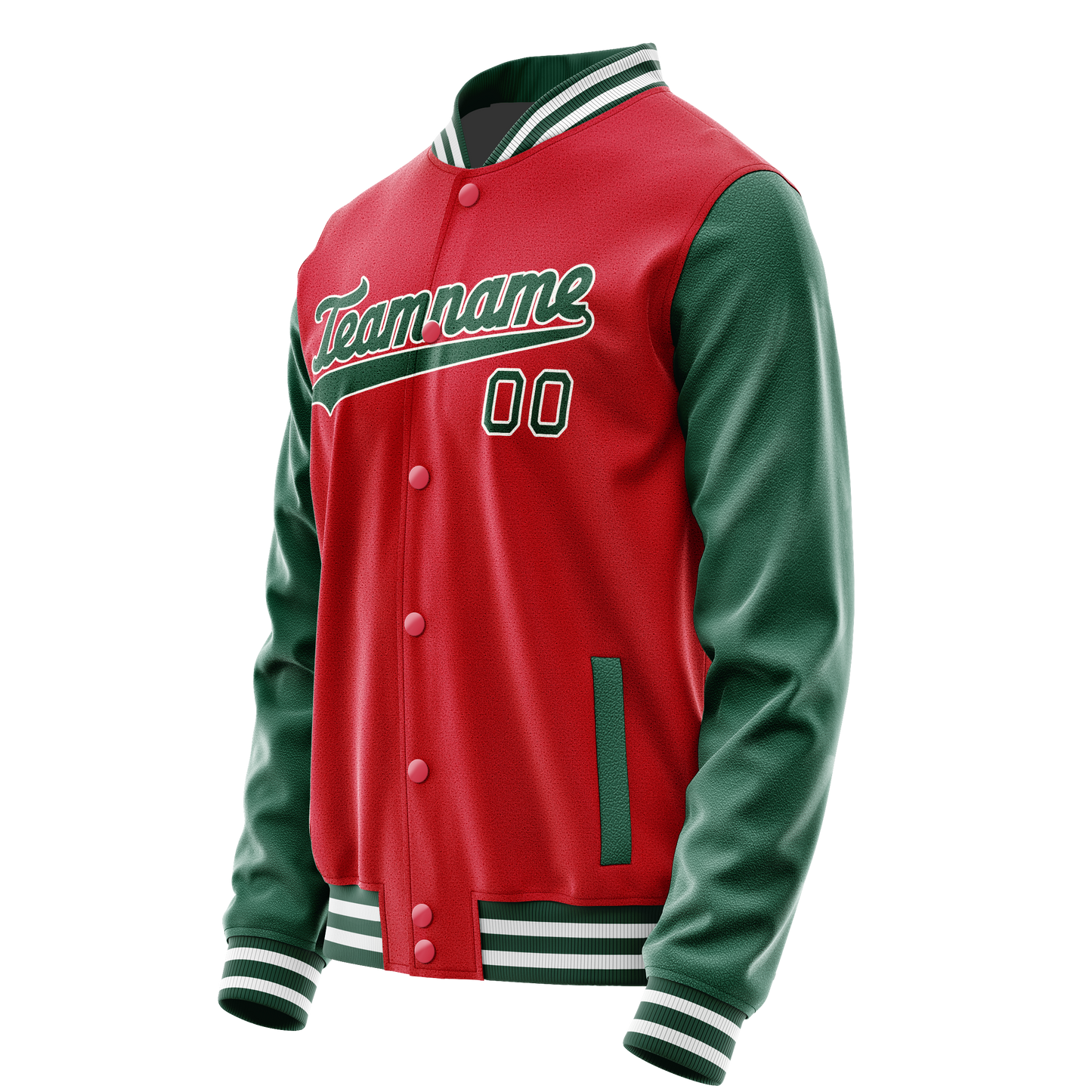Custom Red Kelly-Green Solid Color Varsity Letterman Jacket