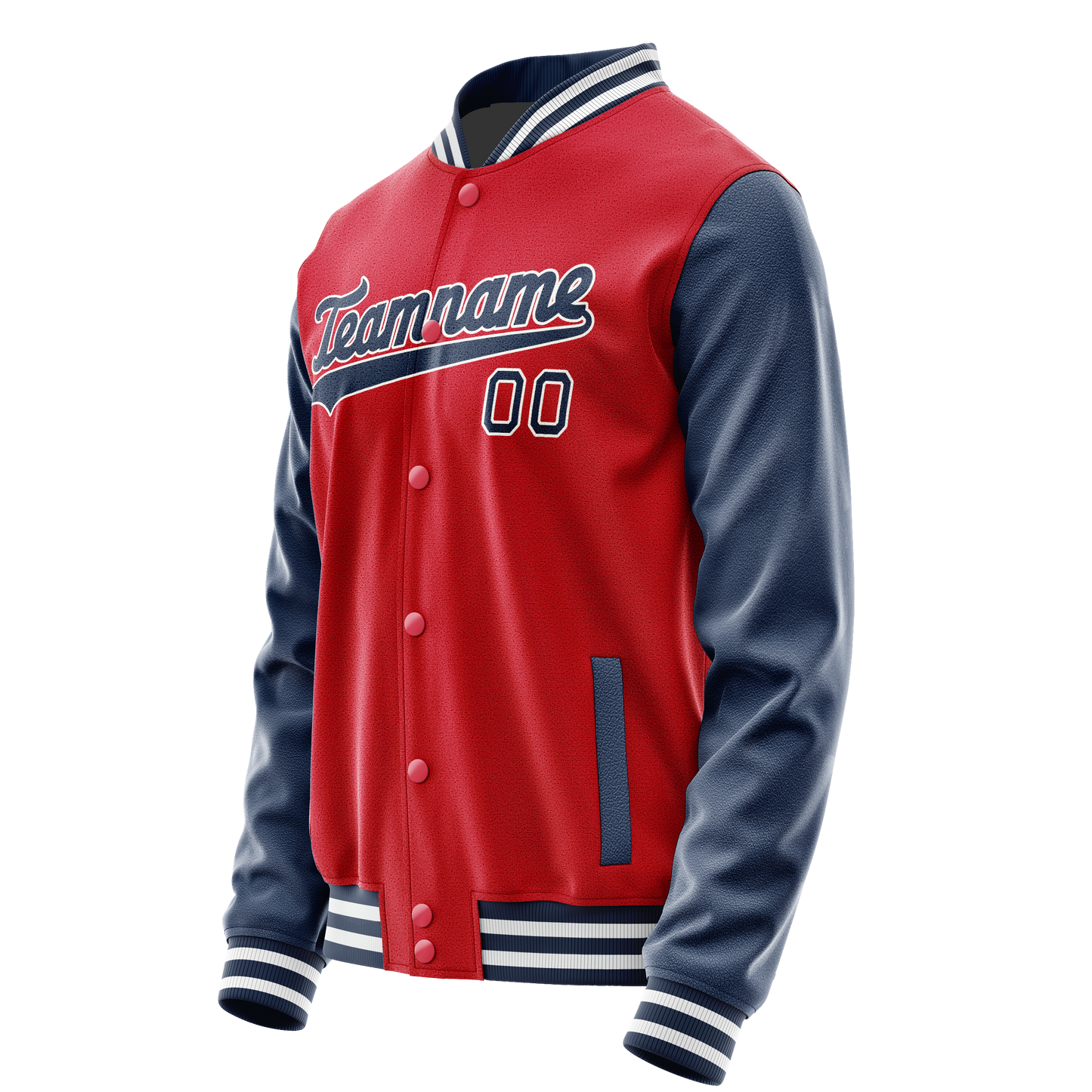 Custom Red Navy Solid Color Varsity Letterman Jacket