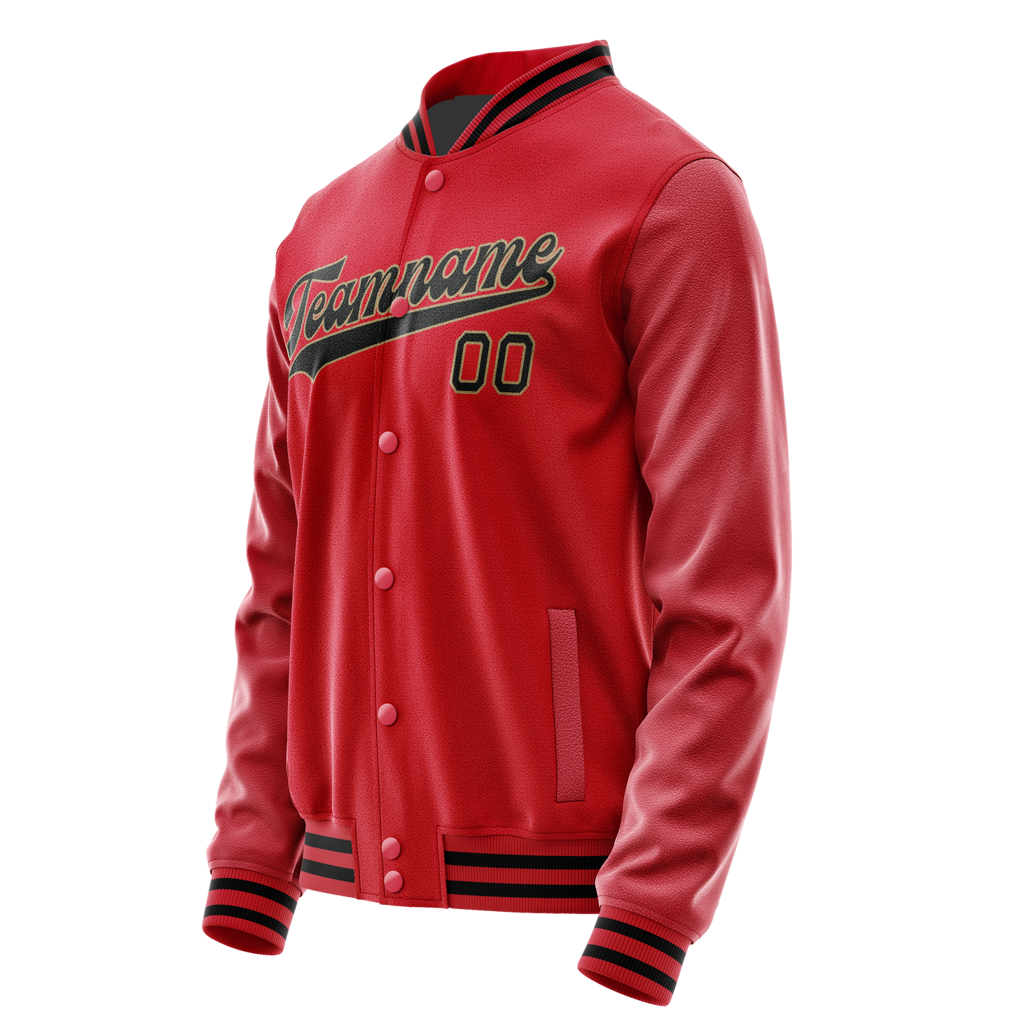 Custom Red Black Solid Color Varsity Letterman Jacket