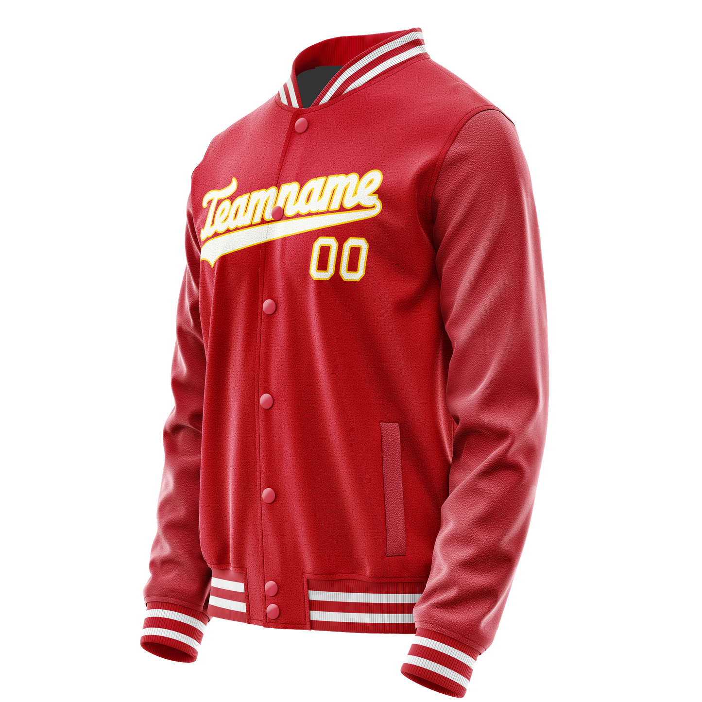 Custom Red Gold Solid Color Varsity Letterman Jacket