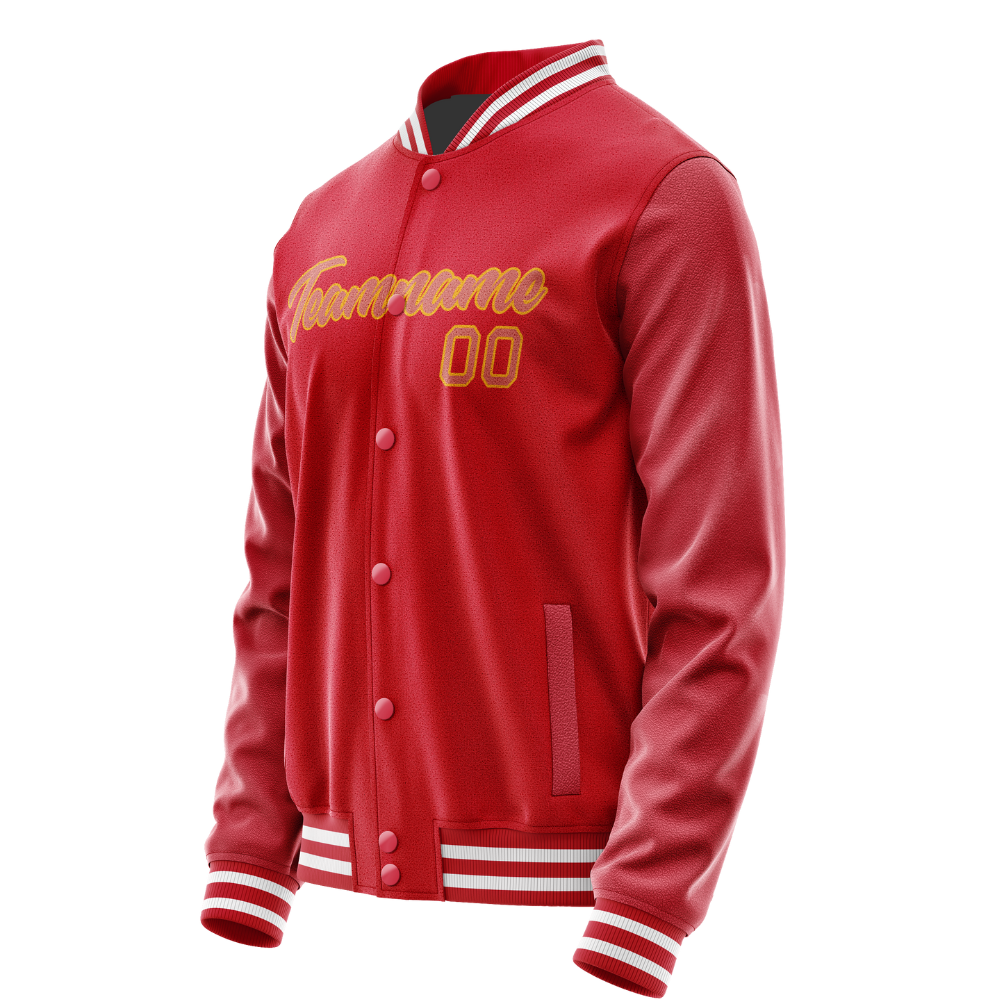 Custom Red Cream Solid Color Varsity Letterman Jacket