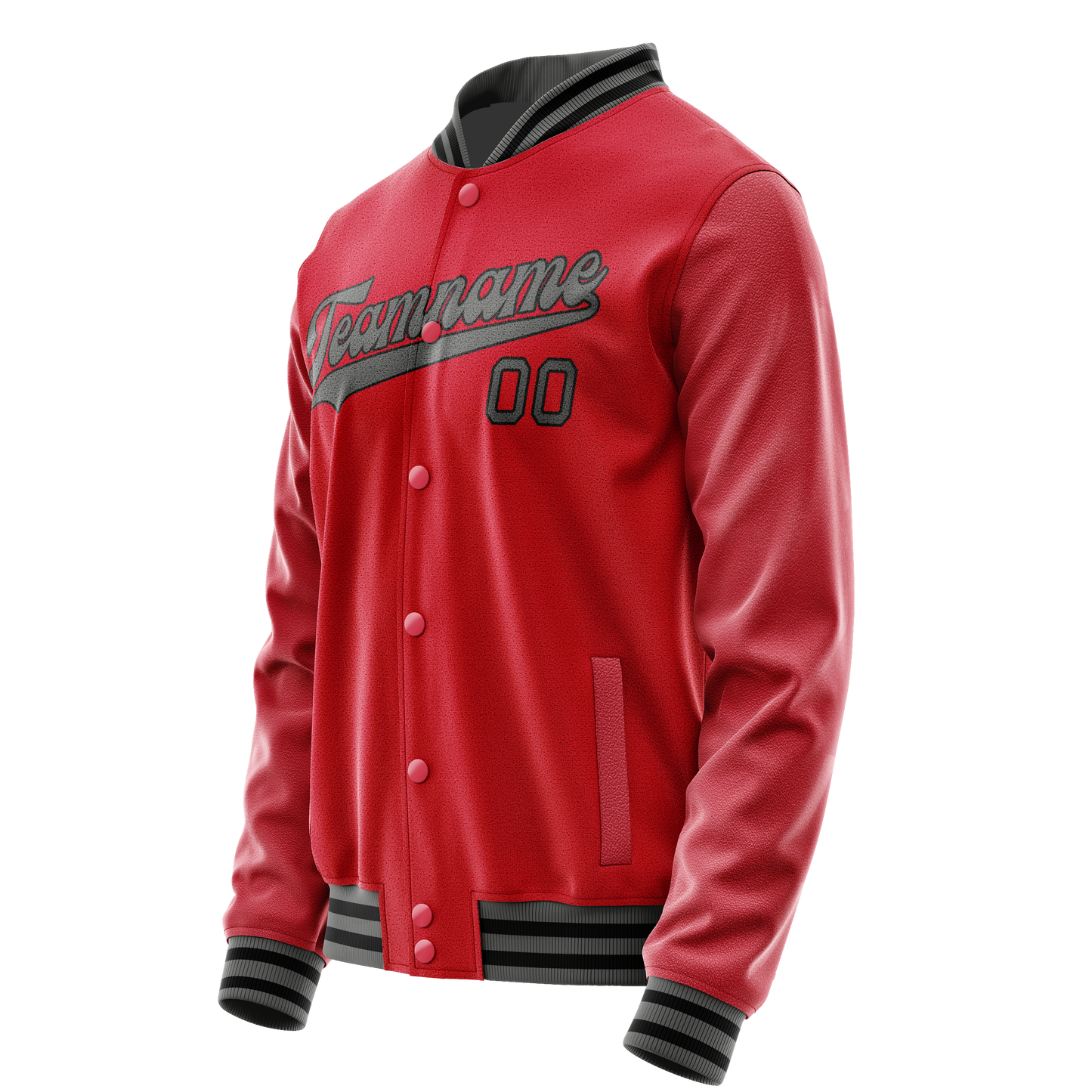 Custom Red Gray Solid Color Varsity Letterman Jacket