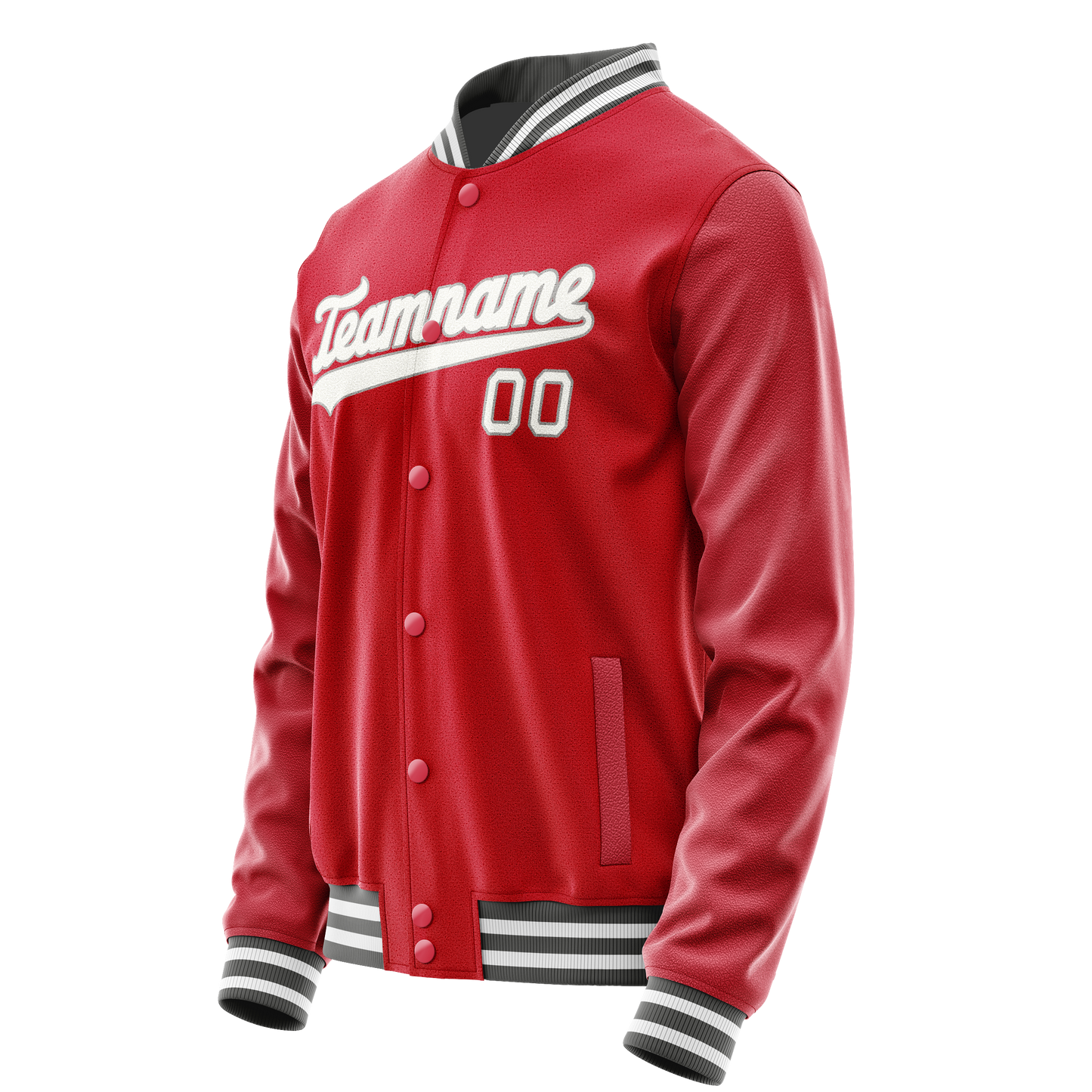 Custom Red Gray Solid Color Varsity Letterman Jacket
