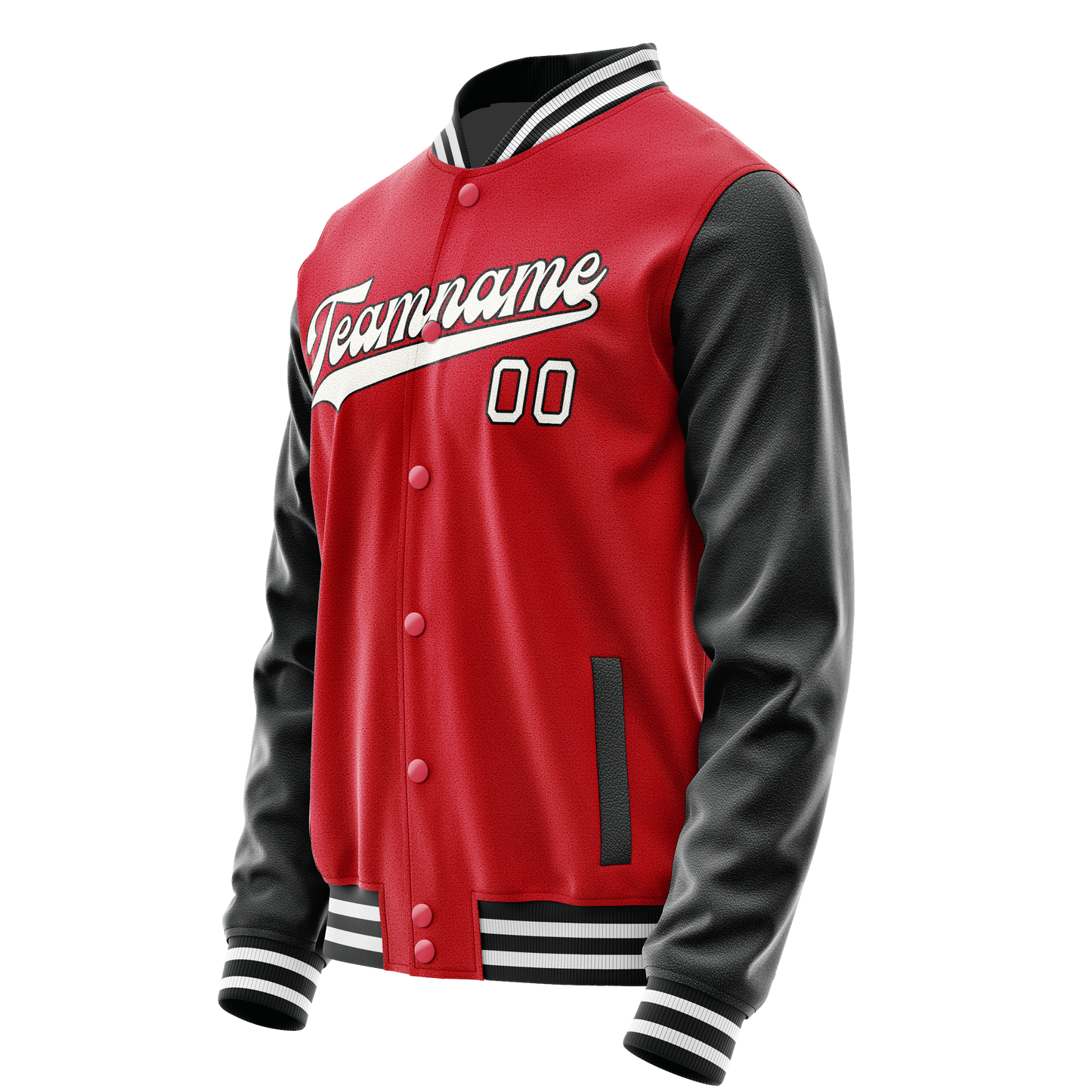 Custom Red Black Solid Color Varsity Letterman Jacket