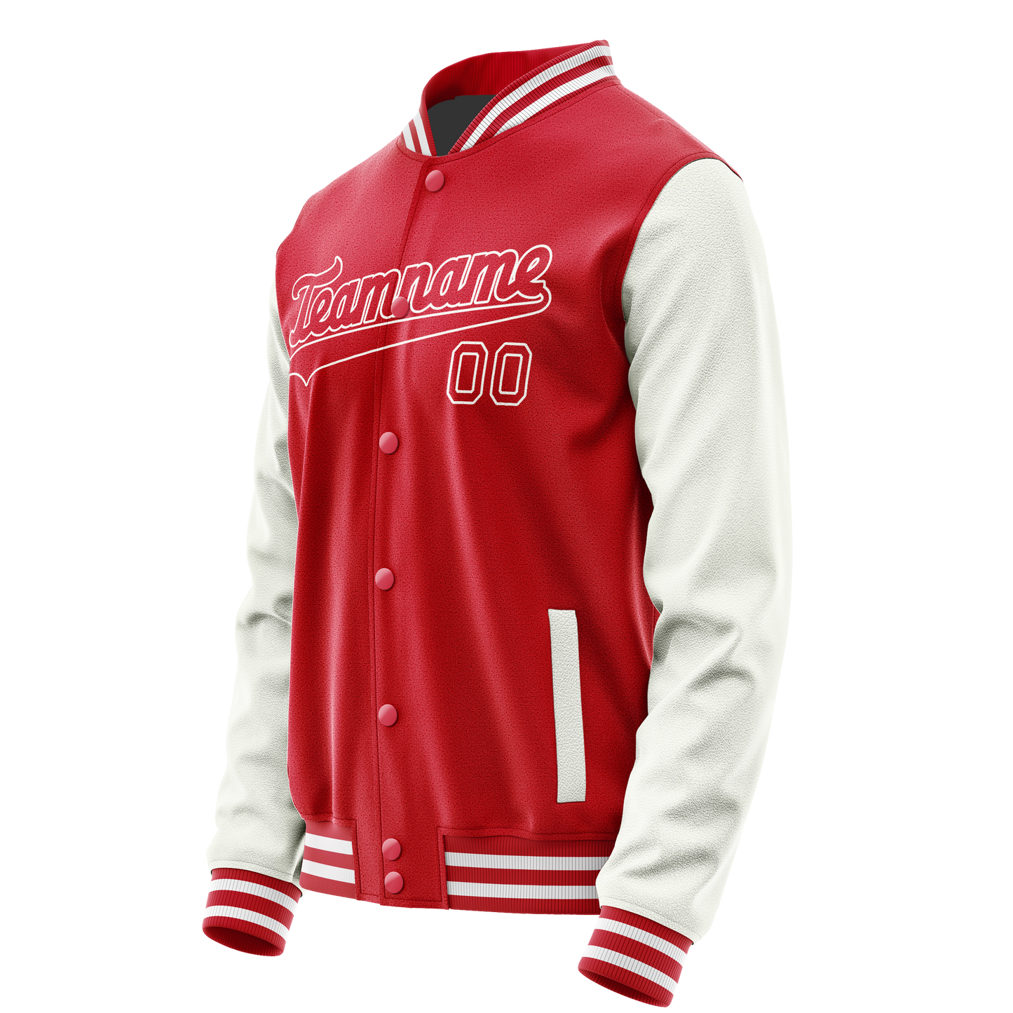 Custom Red White Solid Color Varsity Letterman Jacket