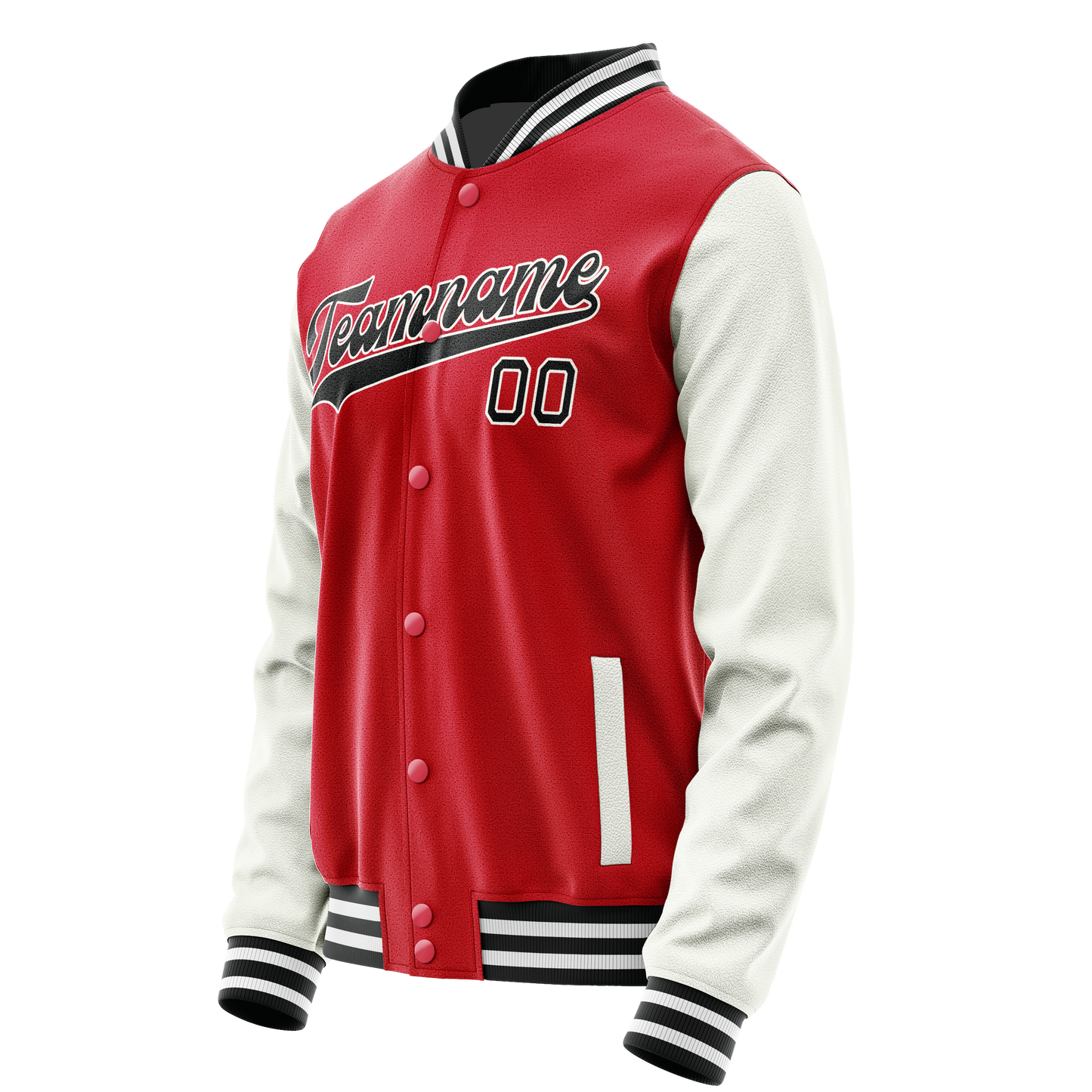 Custom Red White Solid Color Varsity Letterman Jacket