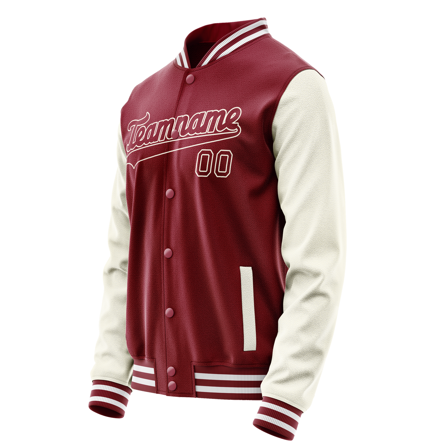 Custom Crimson Cream Solid Color Varsity Letterman Jacket