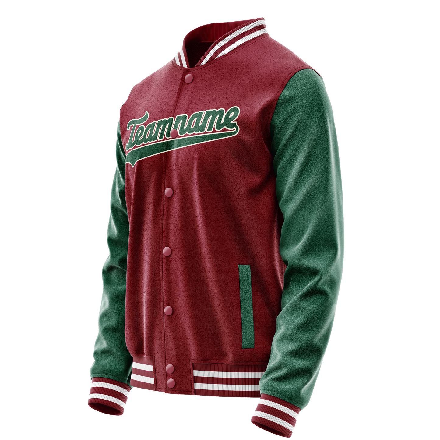 Custom Crimson Kelly-Green Solid Color Varsity Letterman Jacket