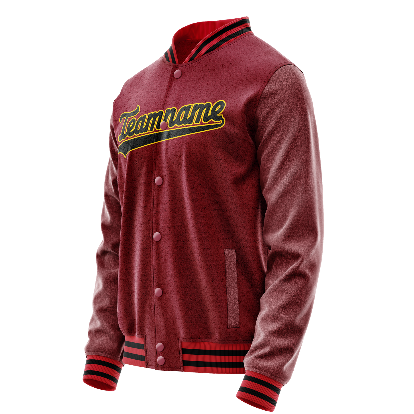 Custom Crimson Black Solid Color Varsity Letterman Jacket