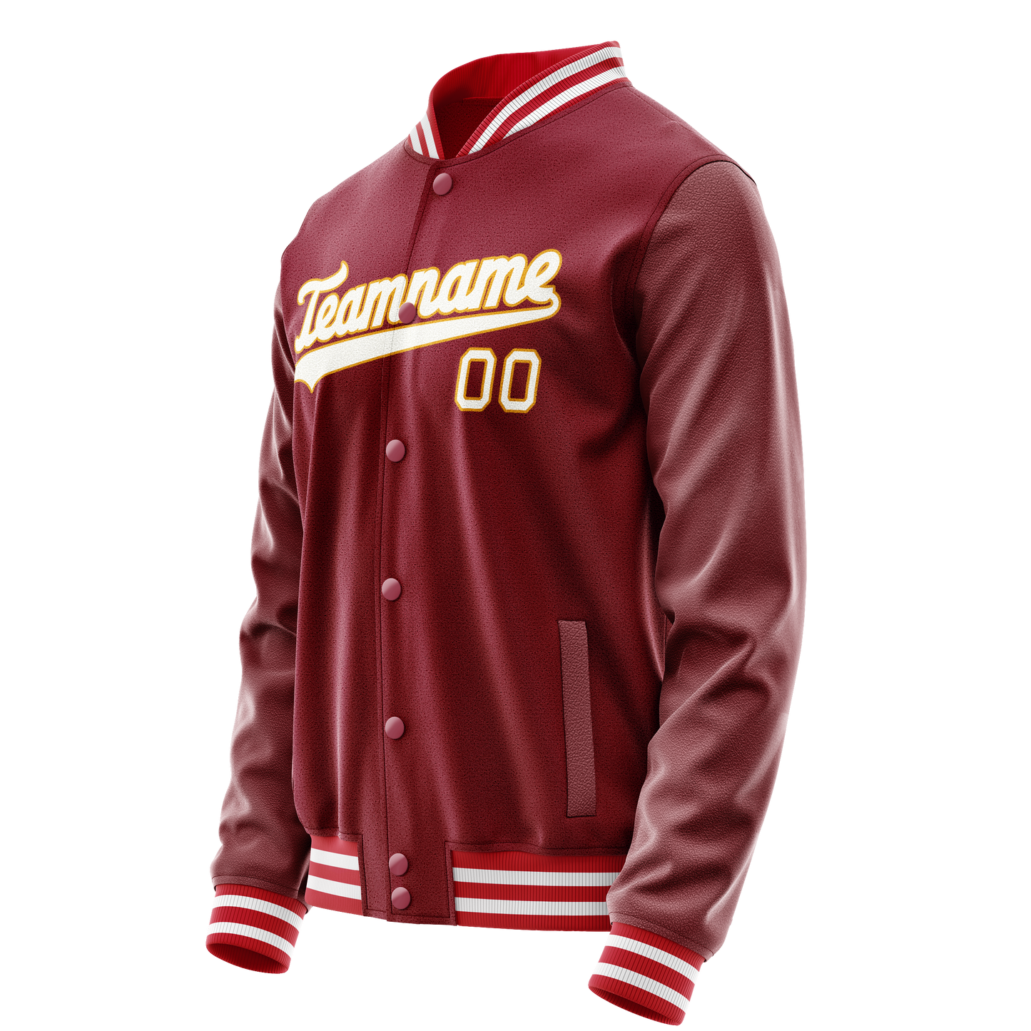 Custom Crimson White Solid Color Varsity Letterman Jacket