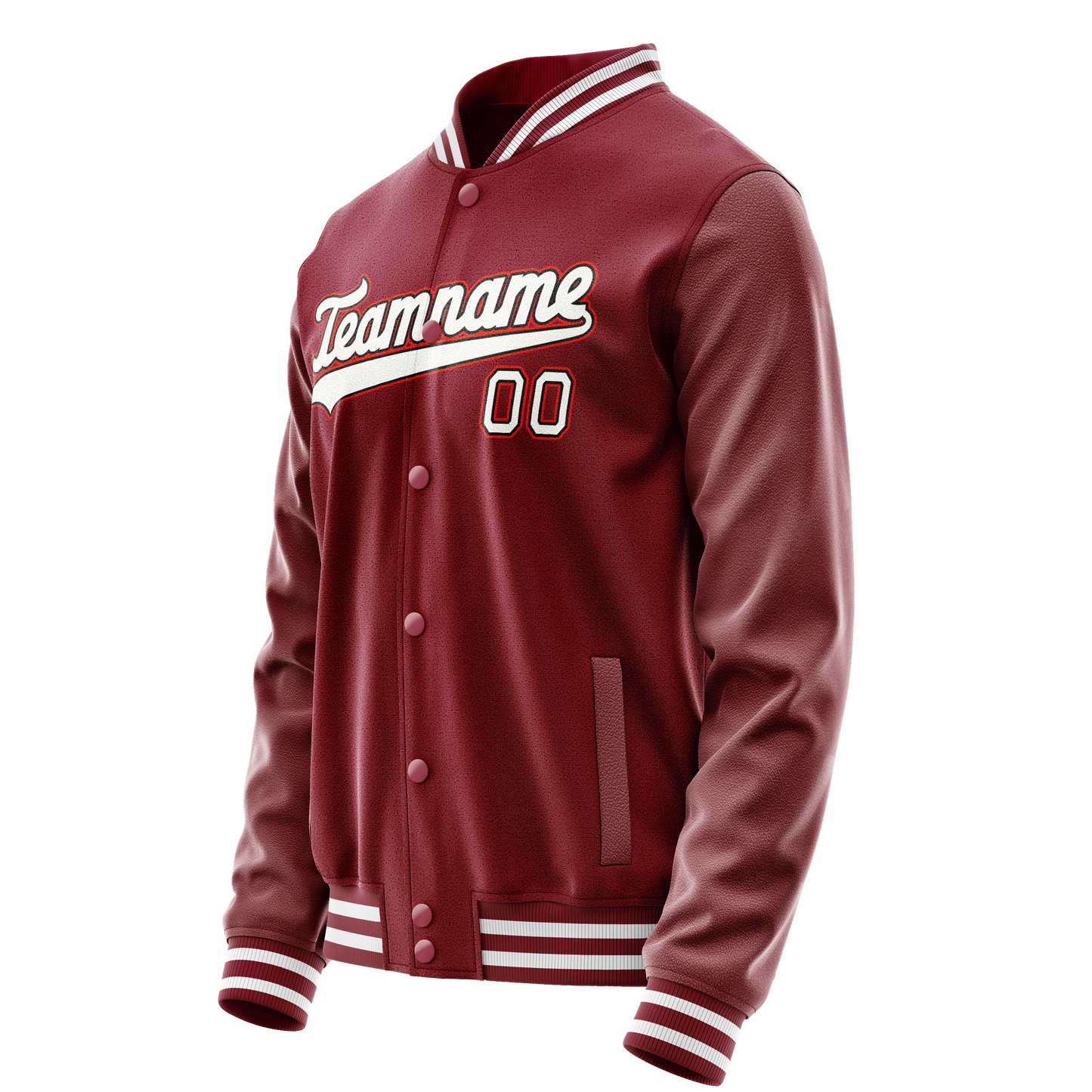 Custom Crimson White Solid Color Varsity Letterman Jacket