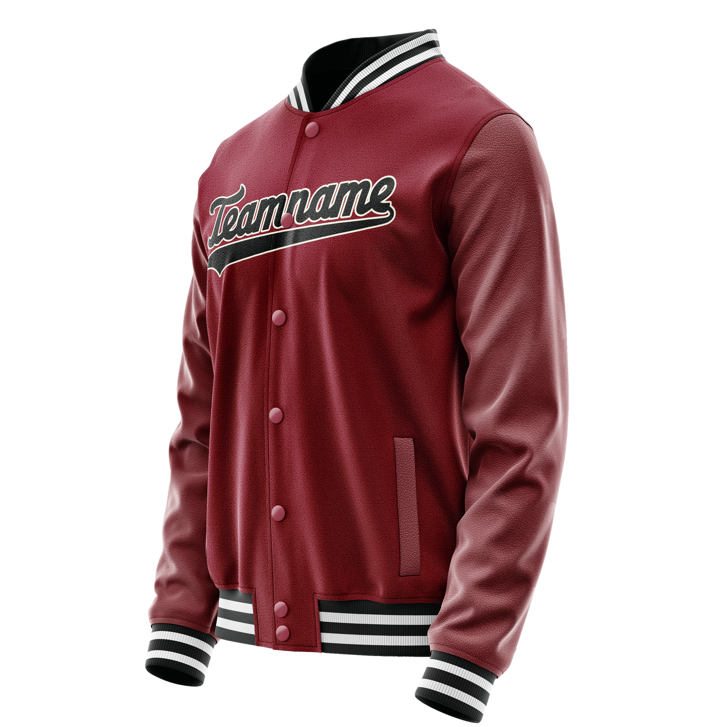 Custom Crimson Black Solid Color Varsity Letterman Jacket