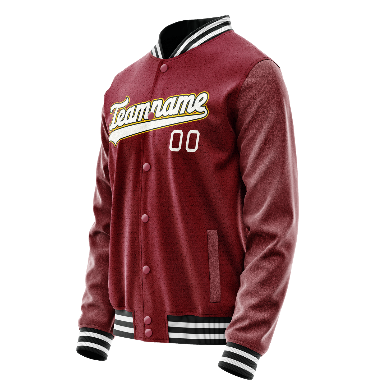 Custom Crimson White Solid Color Varsity Letterman Jacket