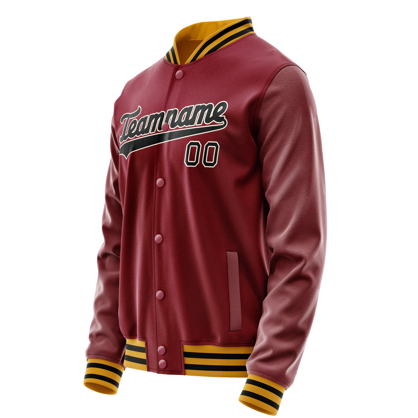 Custom Crimson Black Solid Color Varsity Letterman Jacket