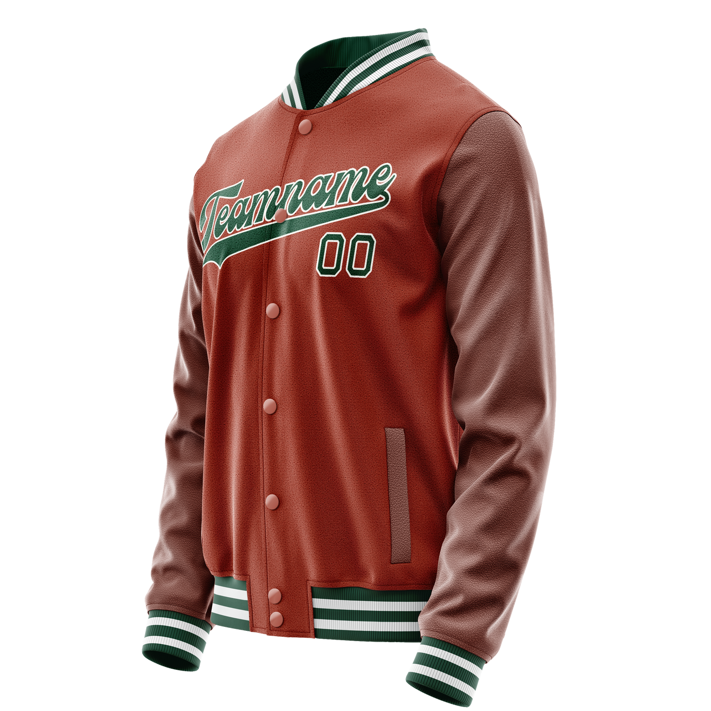 Custom Texas-Orange Kelly-Green Solid Color Varsity Letterman Jacket