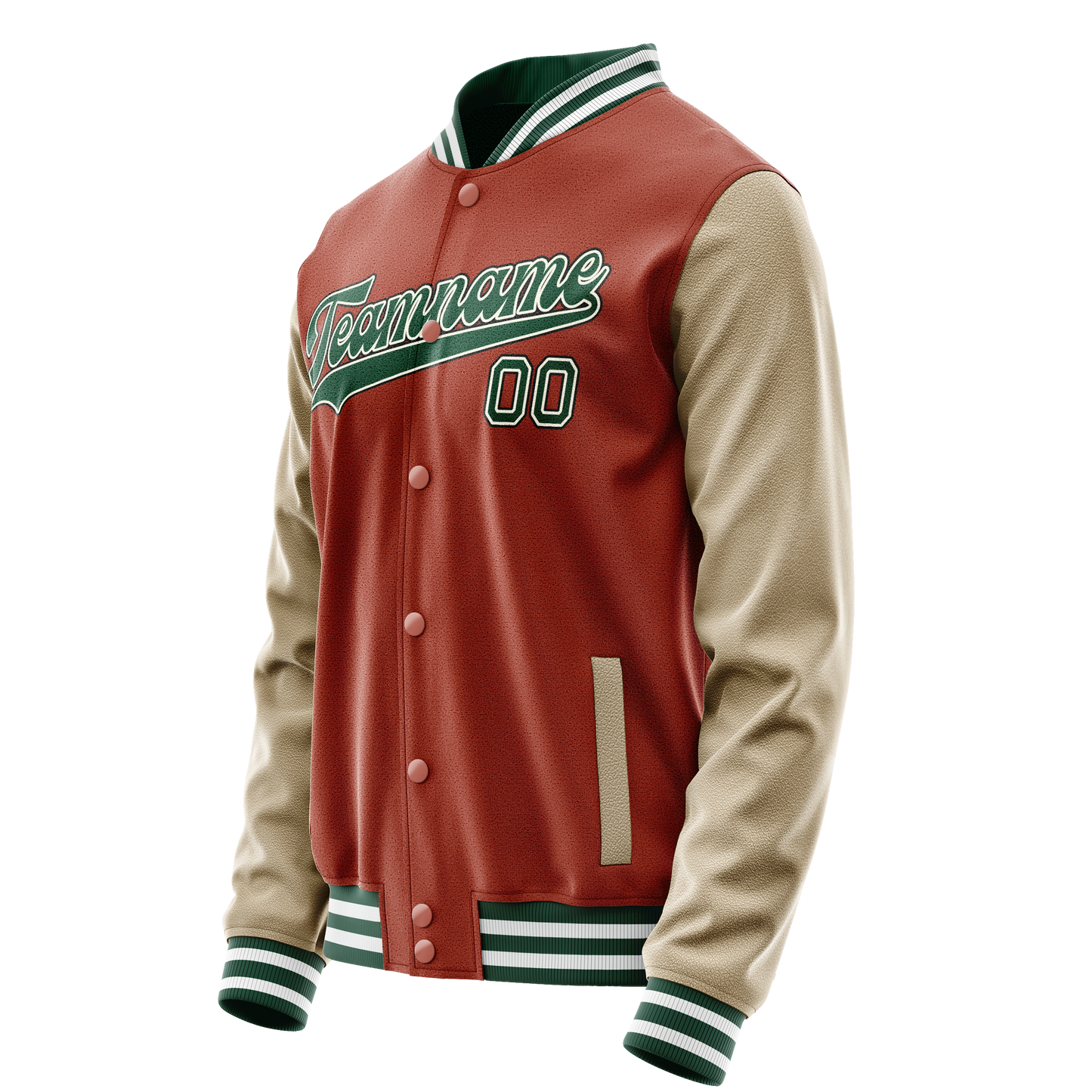 Custom Texas-Orange Cream Solid Color Varsity Letterman Jacket