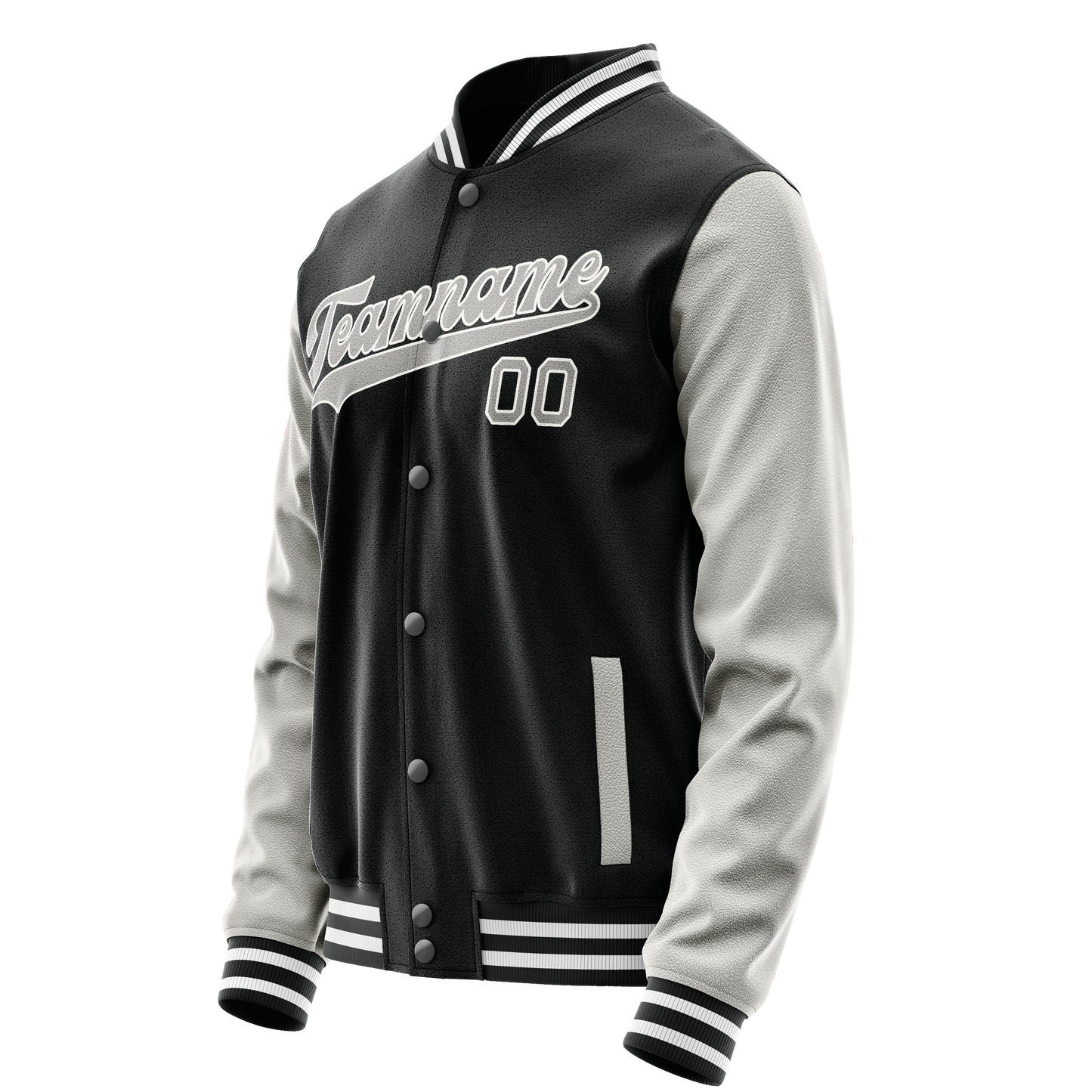 Custom Black Gray Solid Color Varsity Letterman Jacket