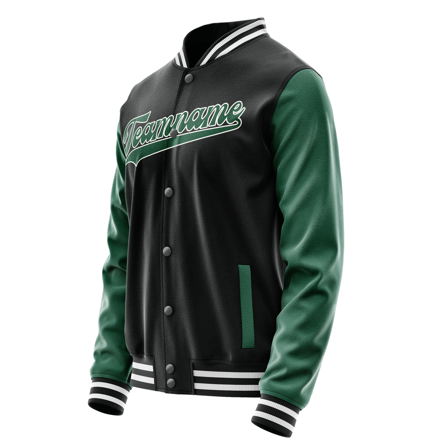 Custom Black Kelly-Green Solid Color Varsity Letterman Jacket