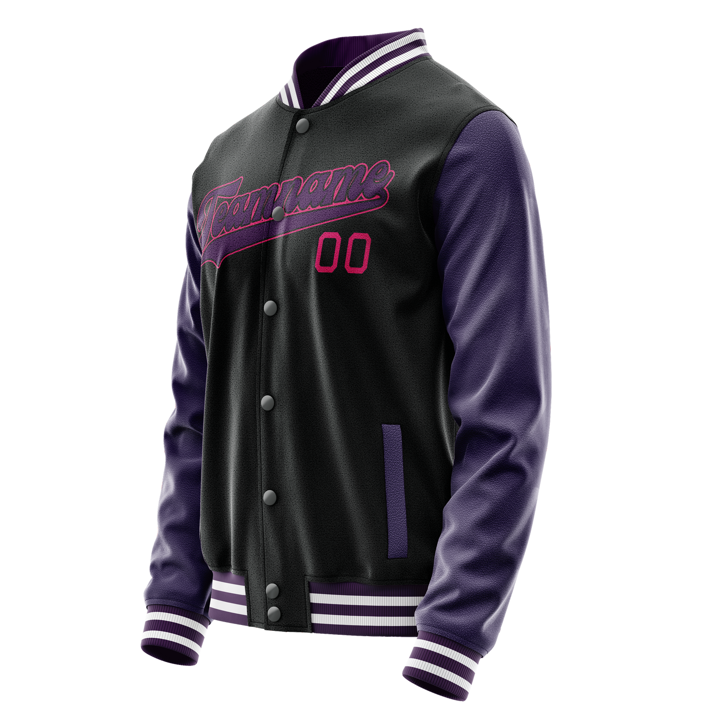 Custom Black Purple Solid Color Varsity Letterman Jacket