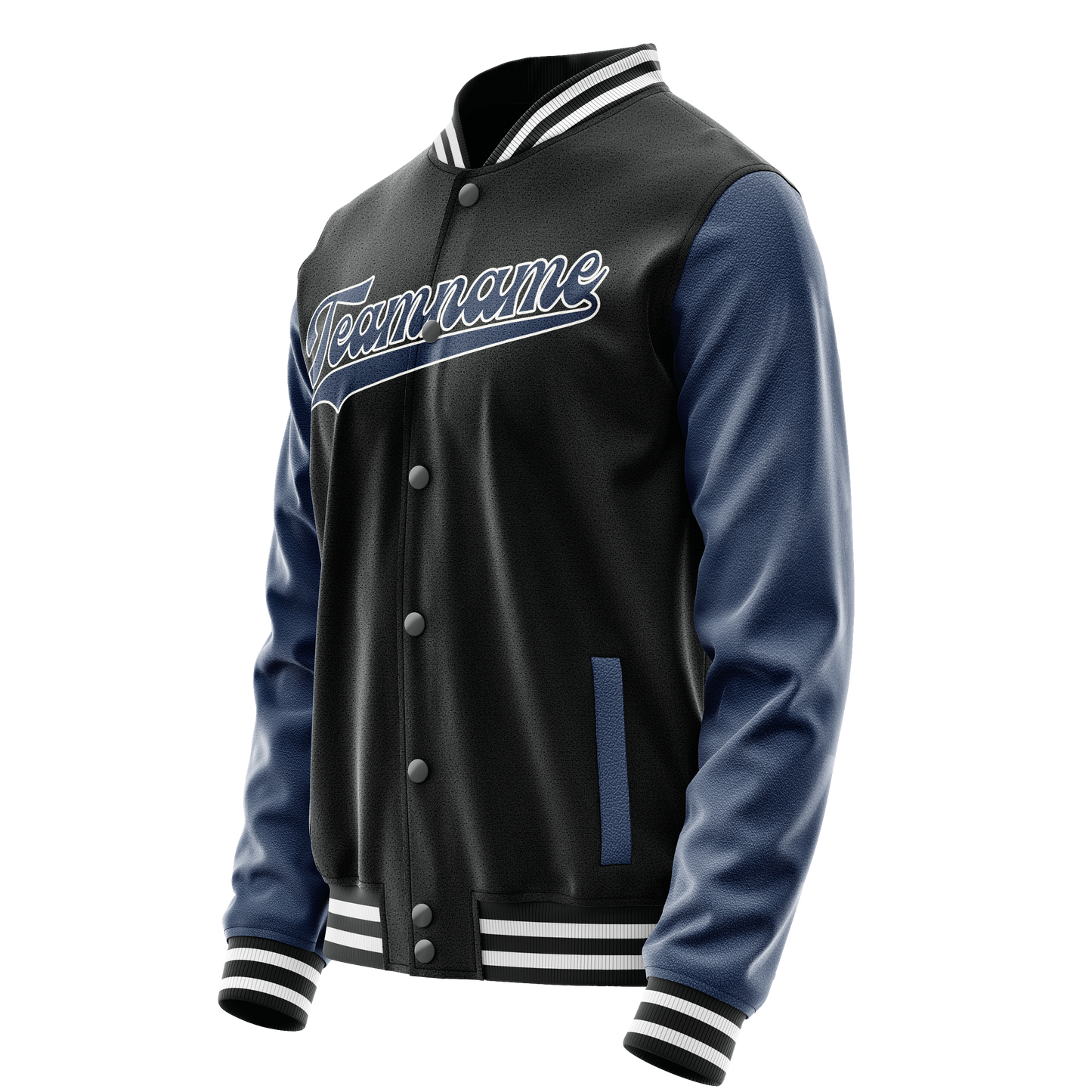 Custom Black Royal Solid Color Varsity Letterman Jacket