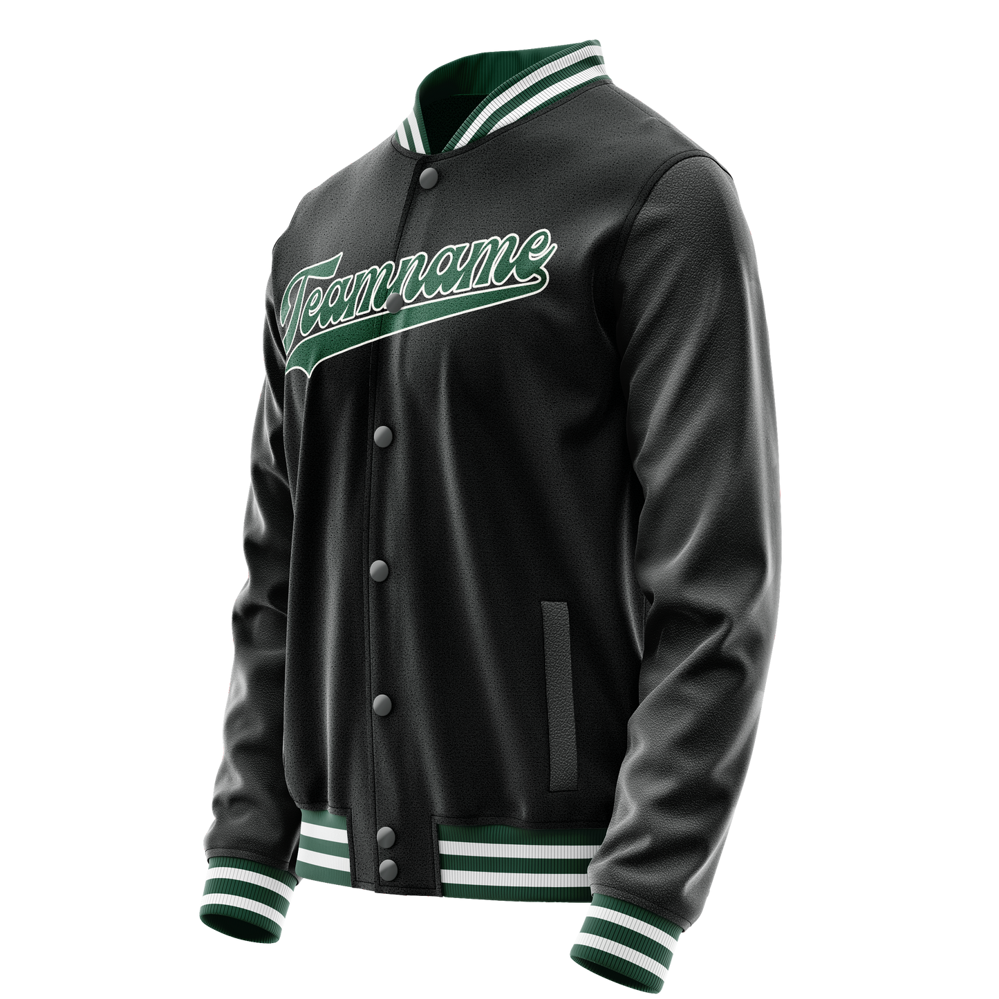 Custom Black Kelly-Green Solid Color Varsity Letterman Jacket
