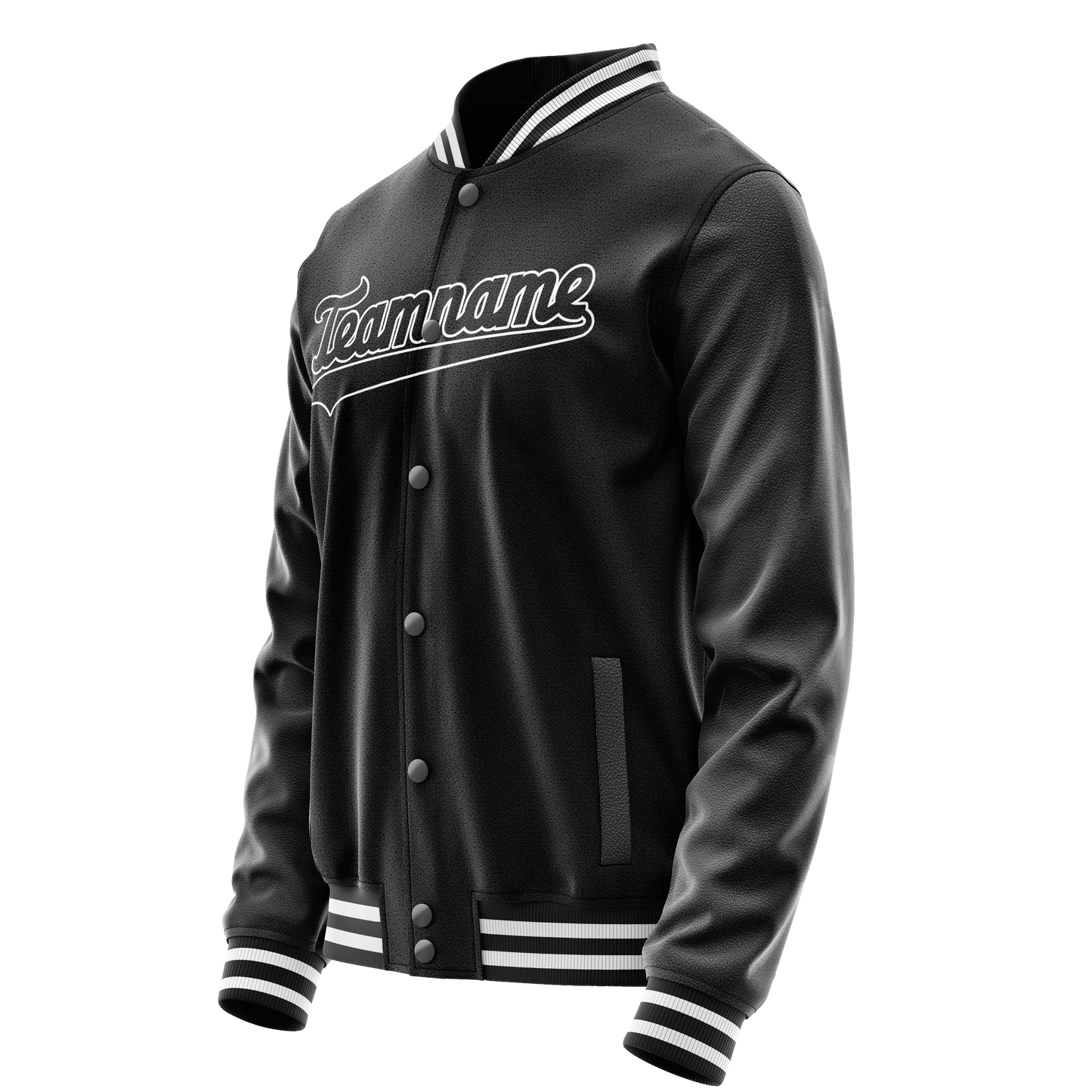 Custom Black White Solid Color Varsity Letterman Jacket