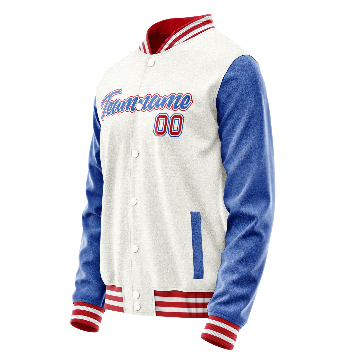 Custom White Royal Solid Color Varsity Letterman Jacket