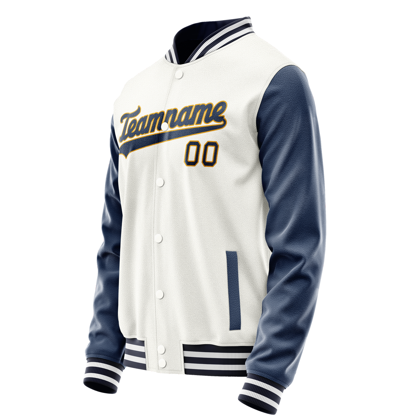 Custom White Royal Solid Color Varsity Letterman Jacket