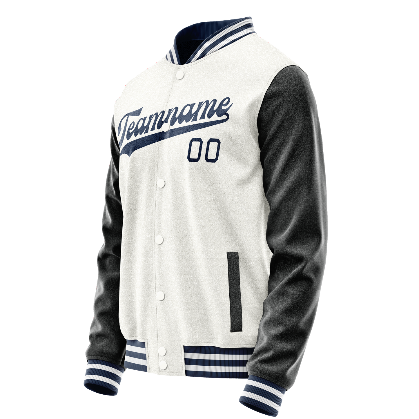Custom White Black Solid Color Varsity Letterman Jacket